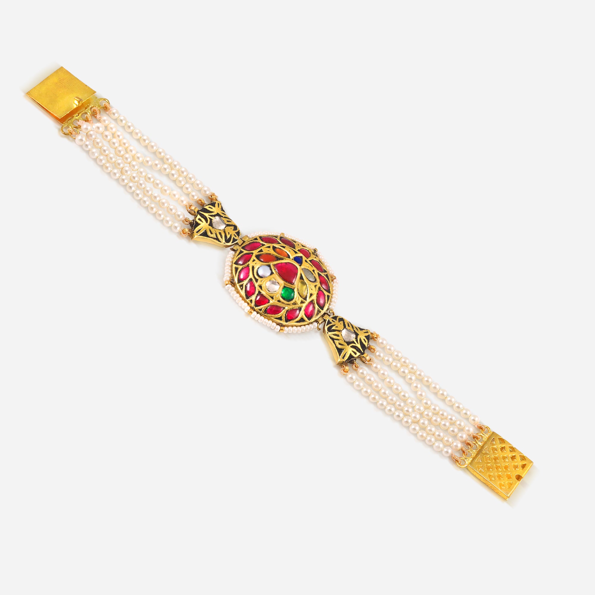 Royal Meenakari Floral Pearl Bracelet