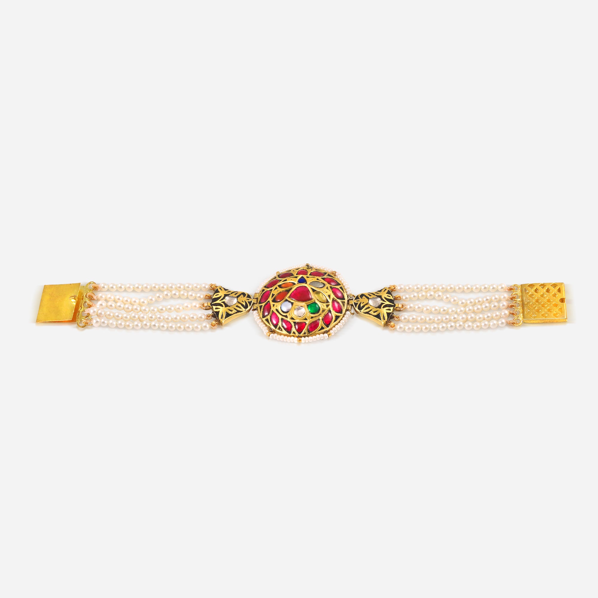 Royal Meenakari Floral Pearl Bracelet