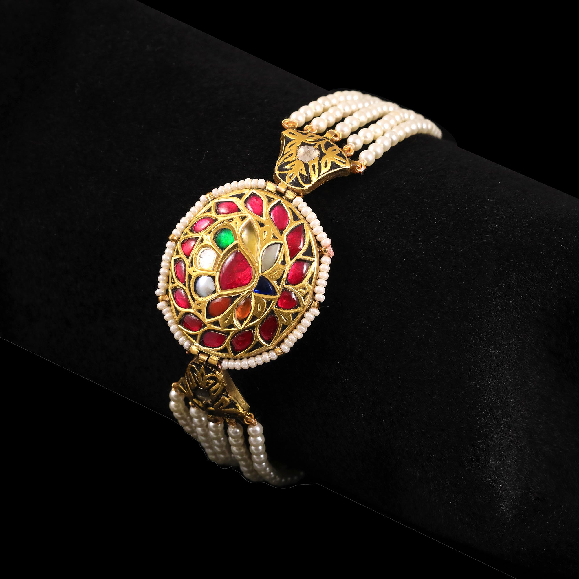 Royal Meenakari Floral Pearl Bracelet