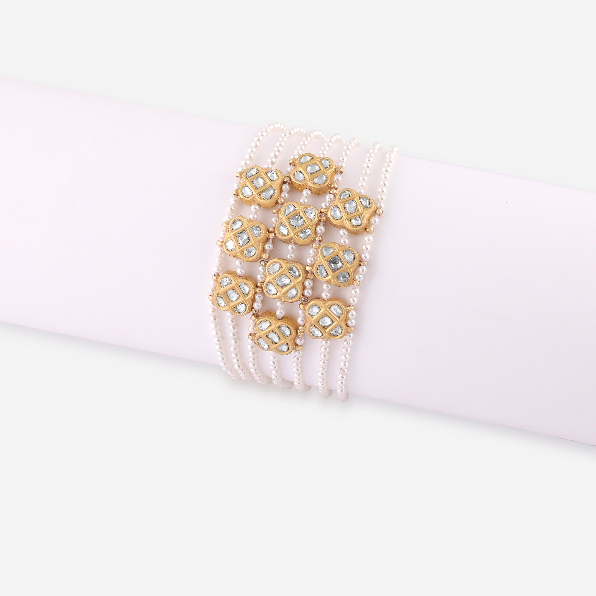 Radiant Pearl Strand Gold Bracelet