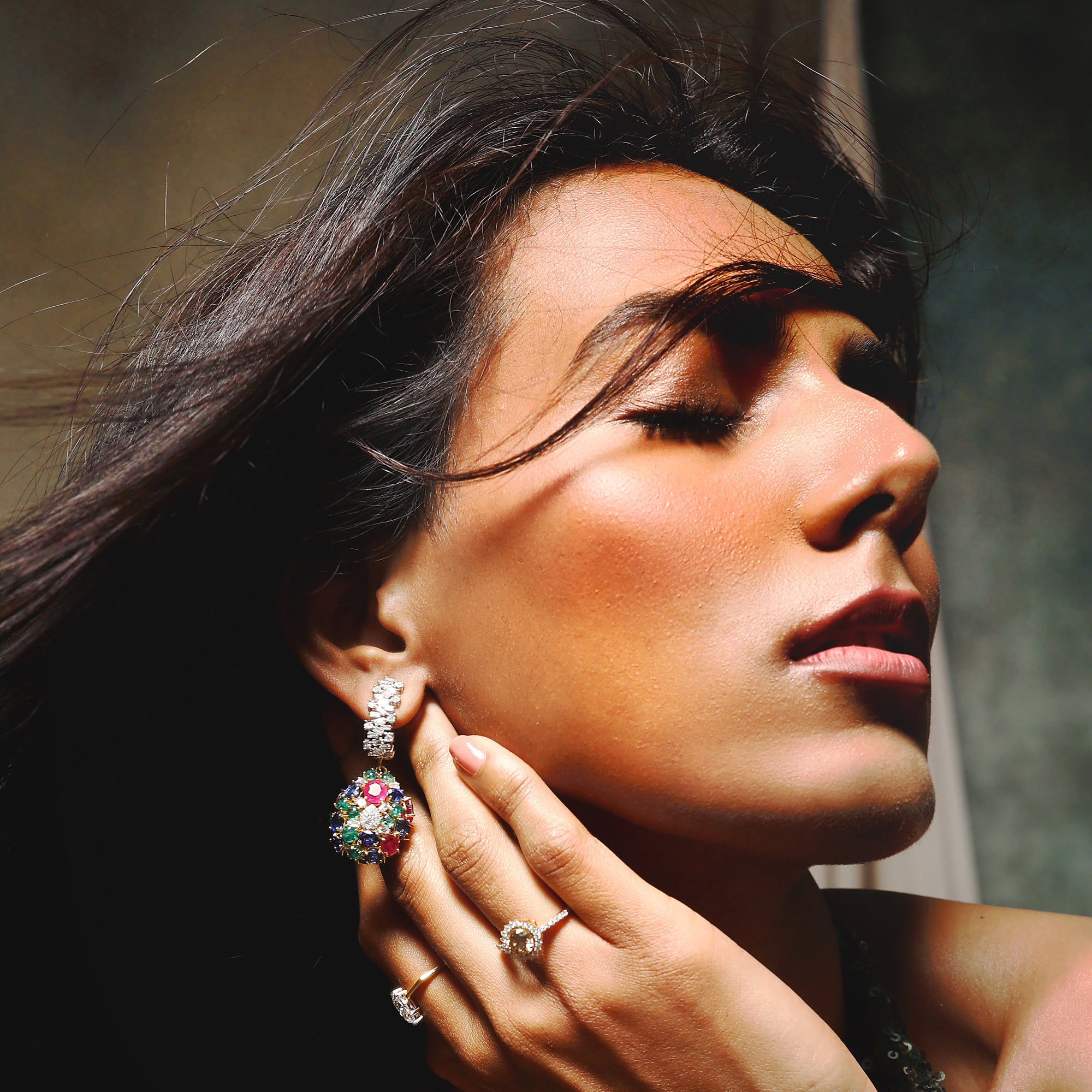 Mughal Gemstone Medallion Drops