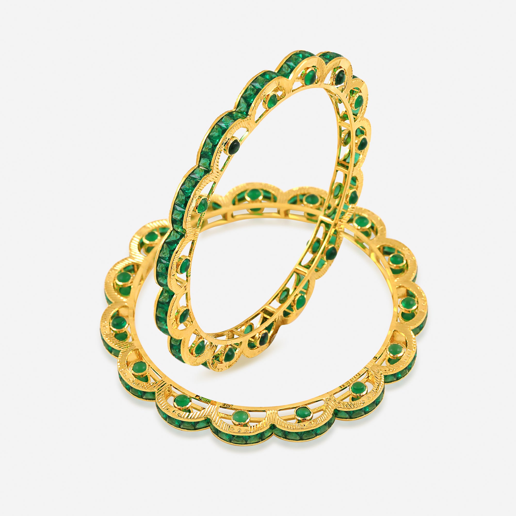 Emerald Lace Scallop Bangles