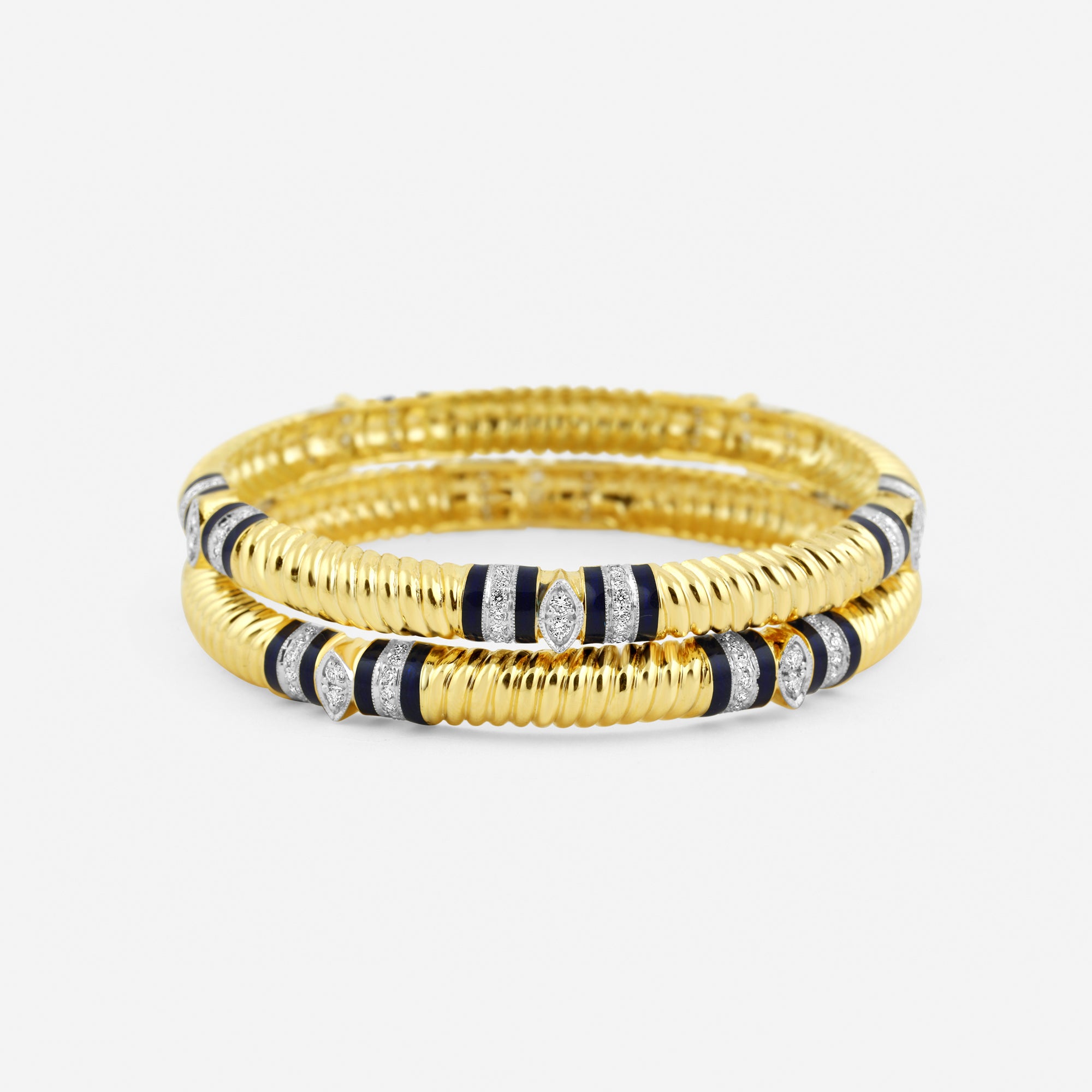 Noir Stripe Diamond Accent Bangles