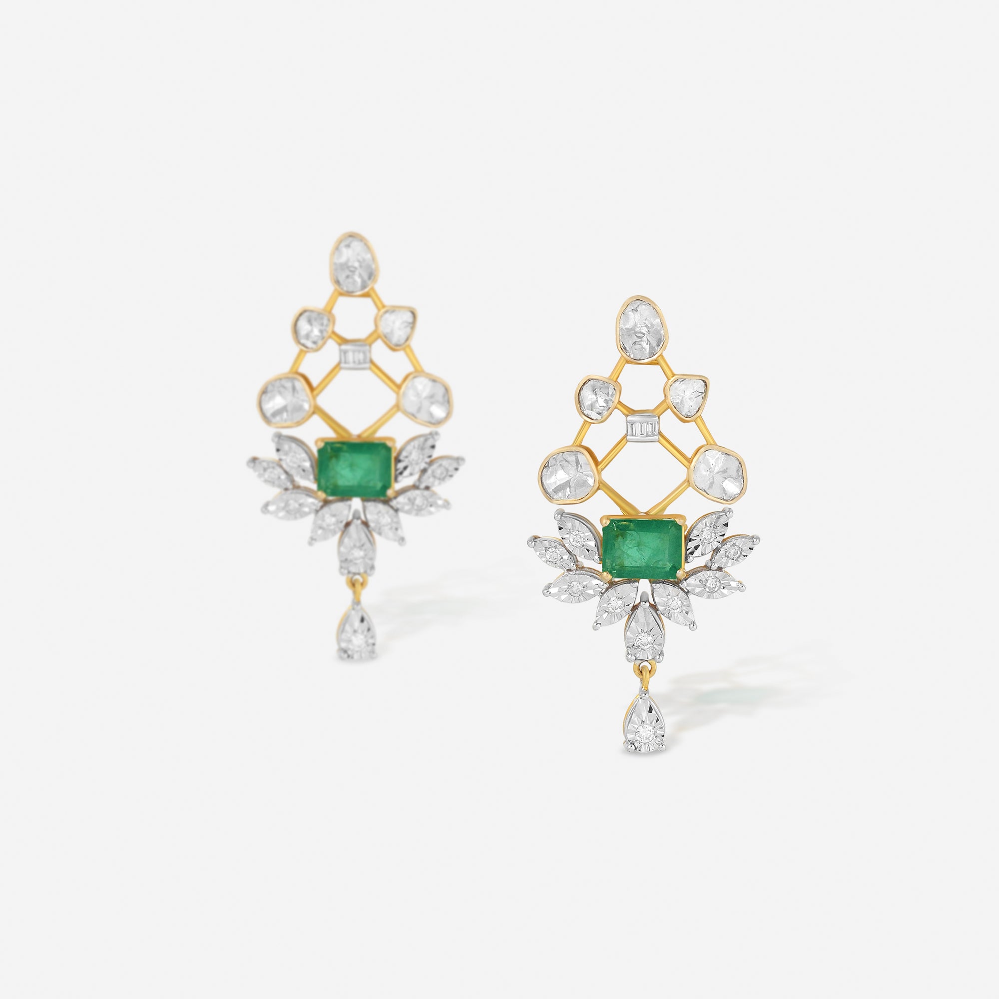 Emerald Lotus Lattice Earrings