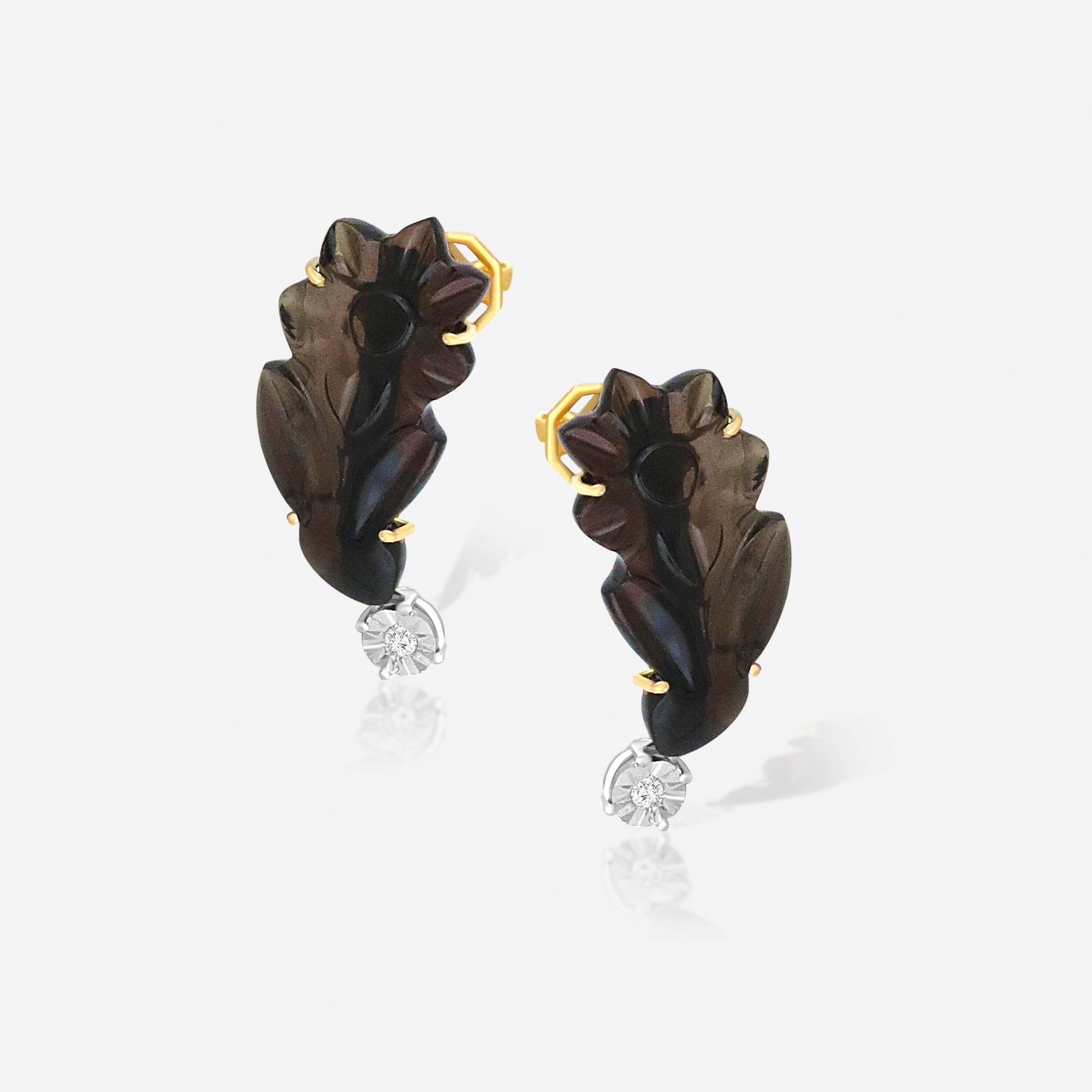 Onyx Leaf Stud Earrings