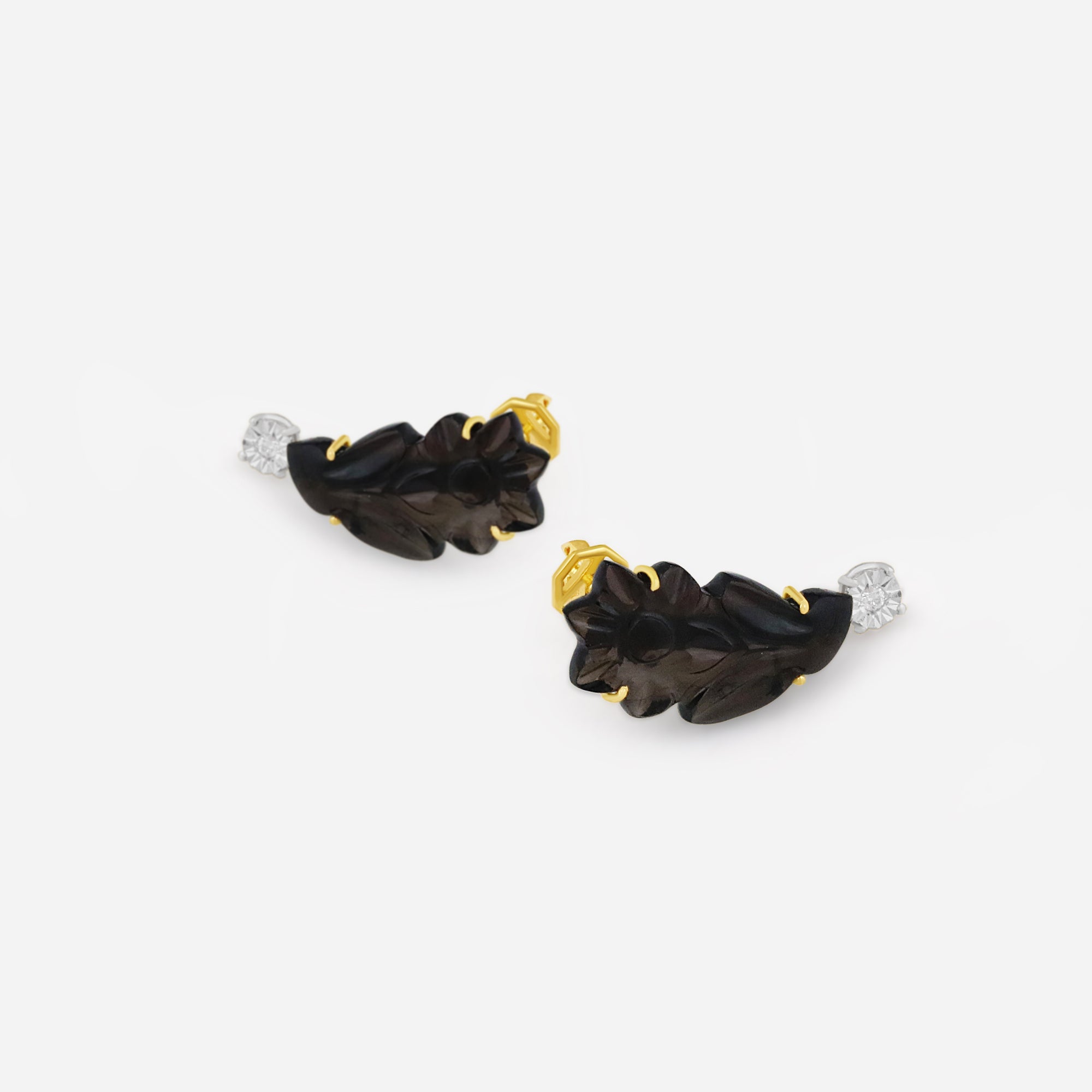Onyx Leaf Stud Earrings