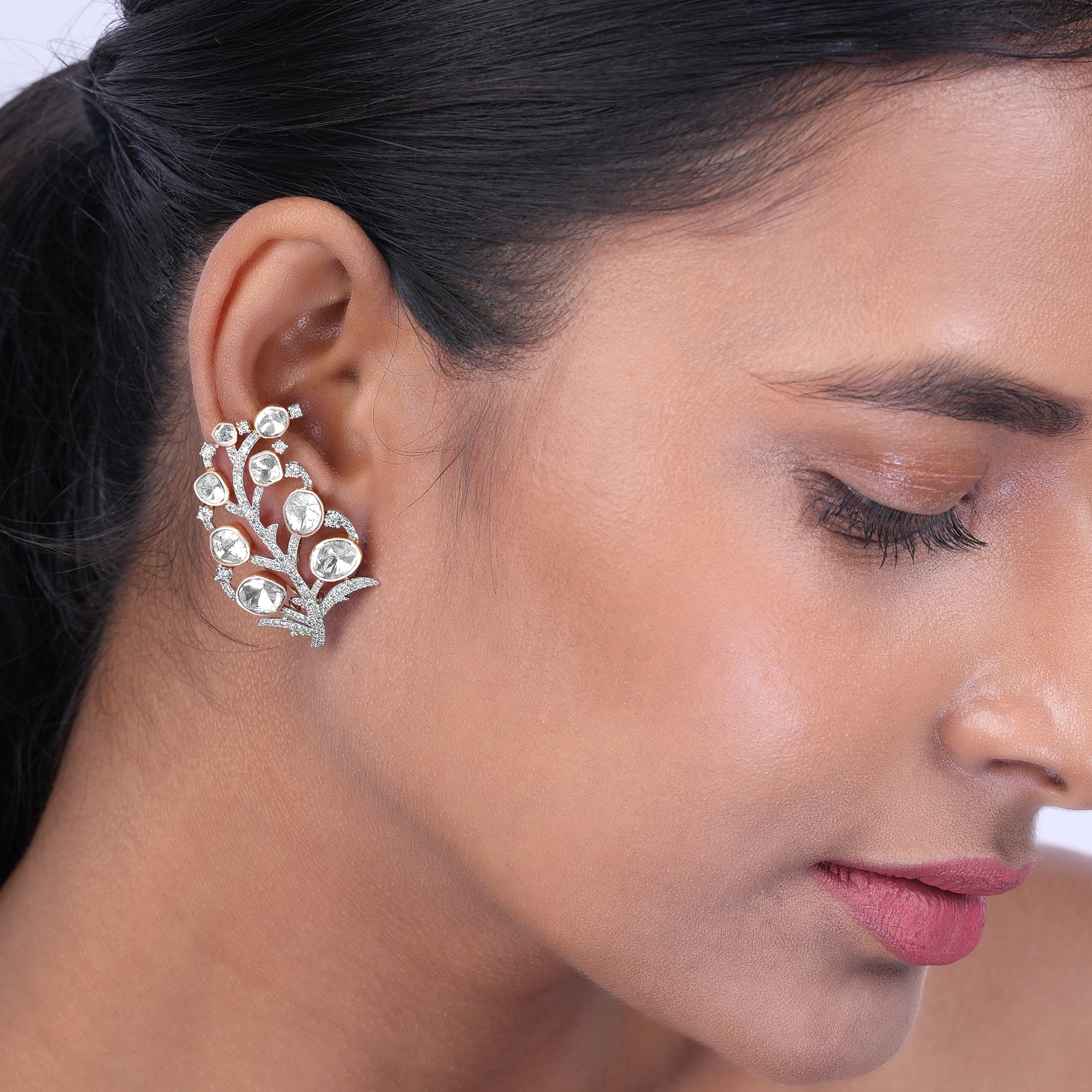 Kundan Floral Vine Earrings