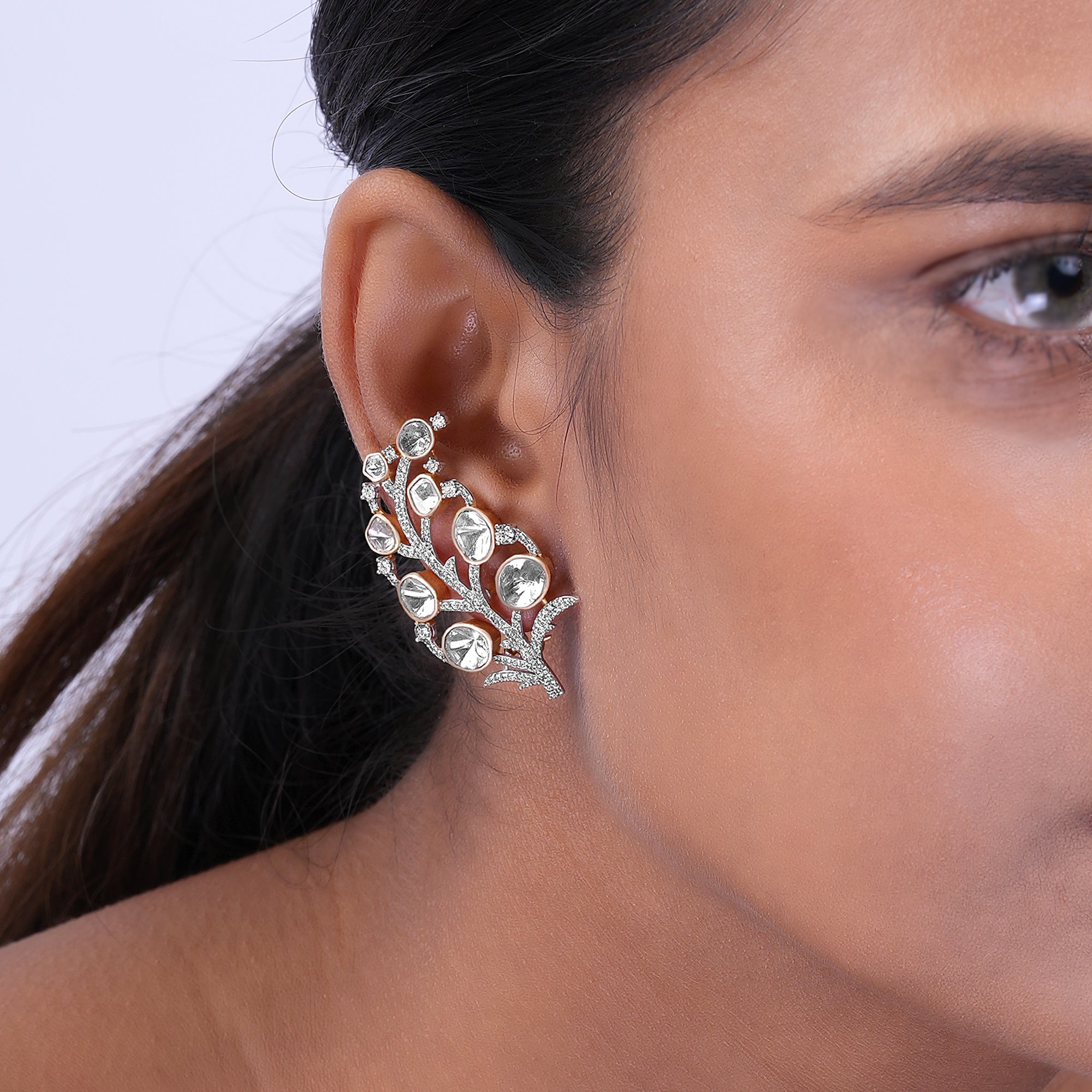 Kundan Floral Vine Earrings