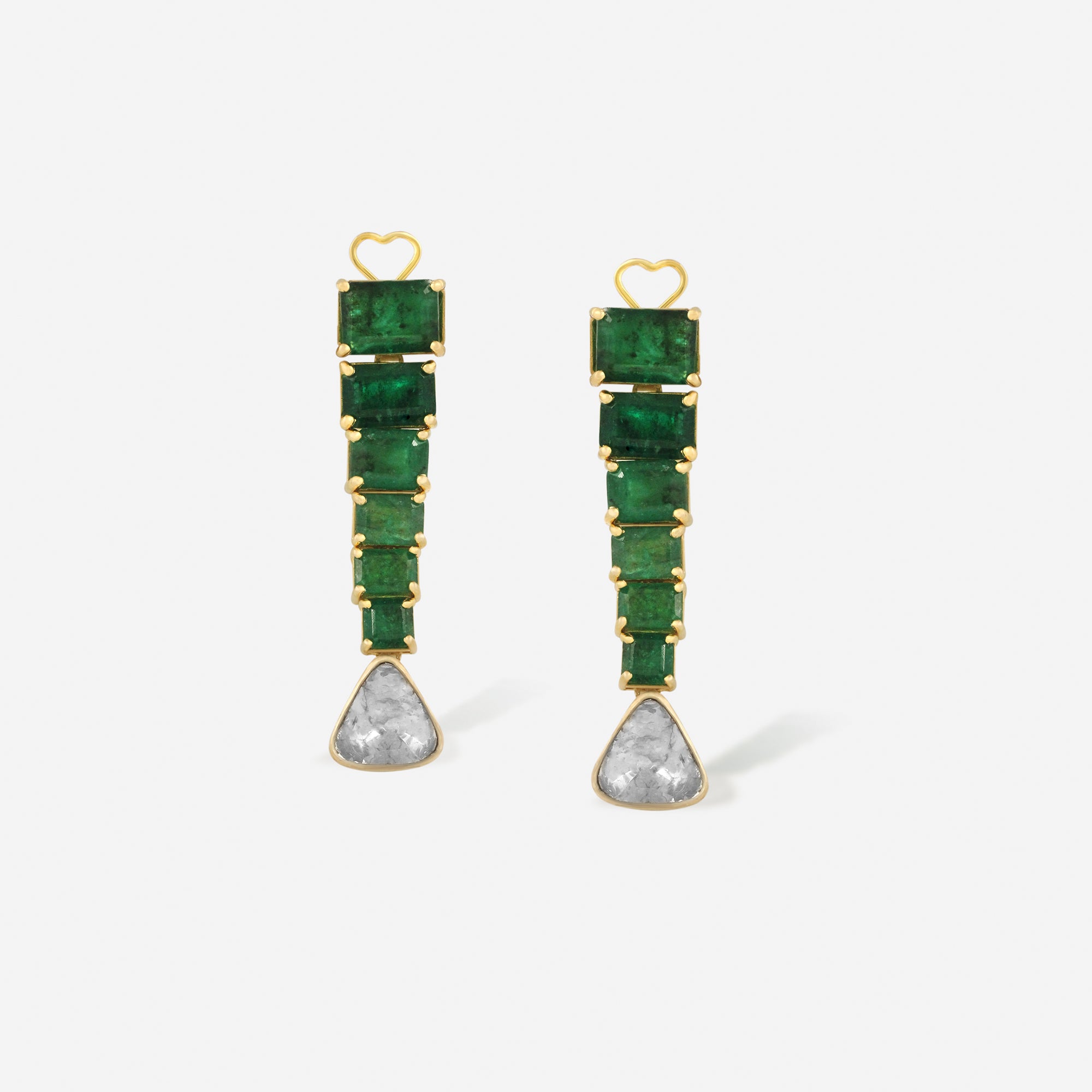 Emerald Cascade Heart Earrings