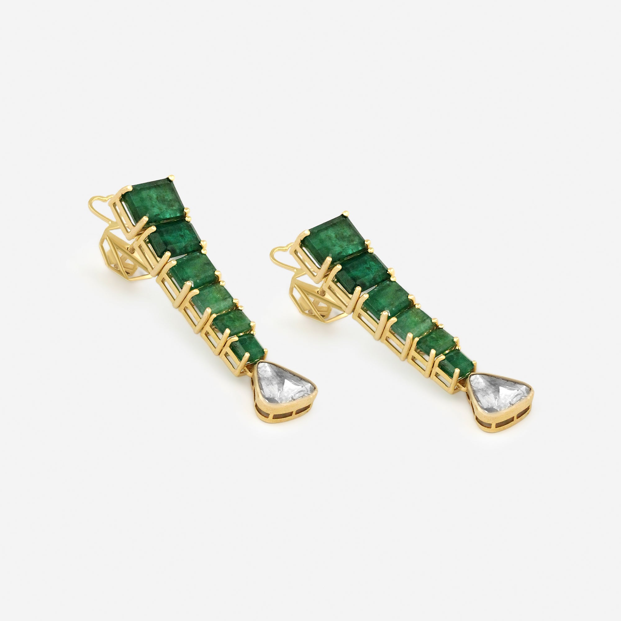 Emerald Cascade Heart Earrings