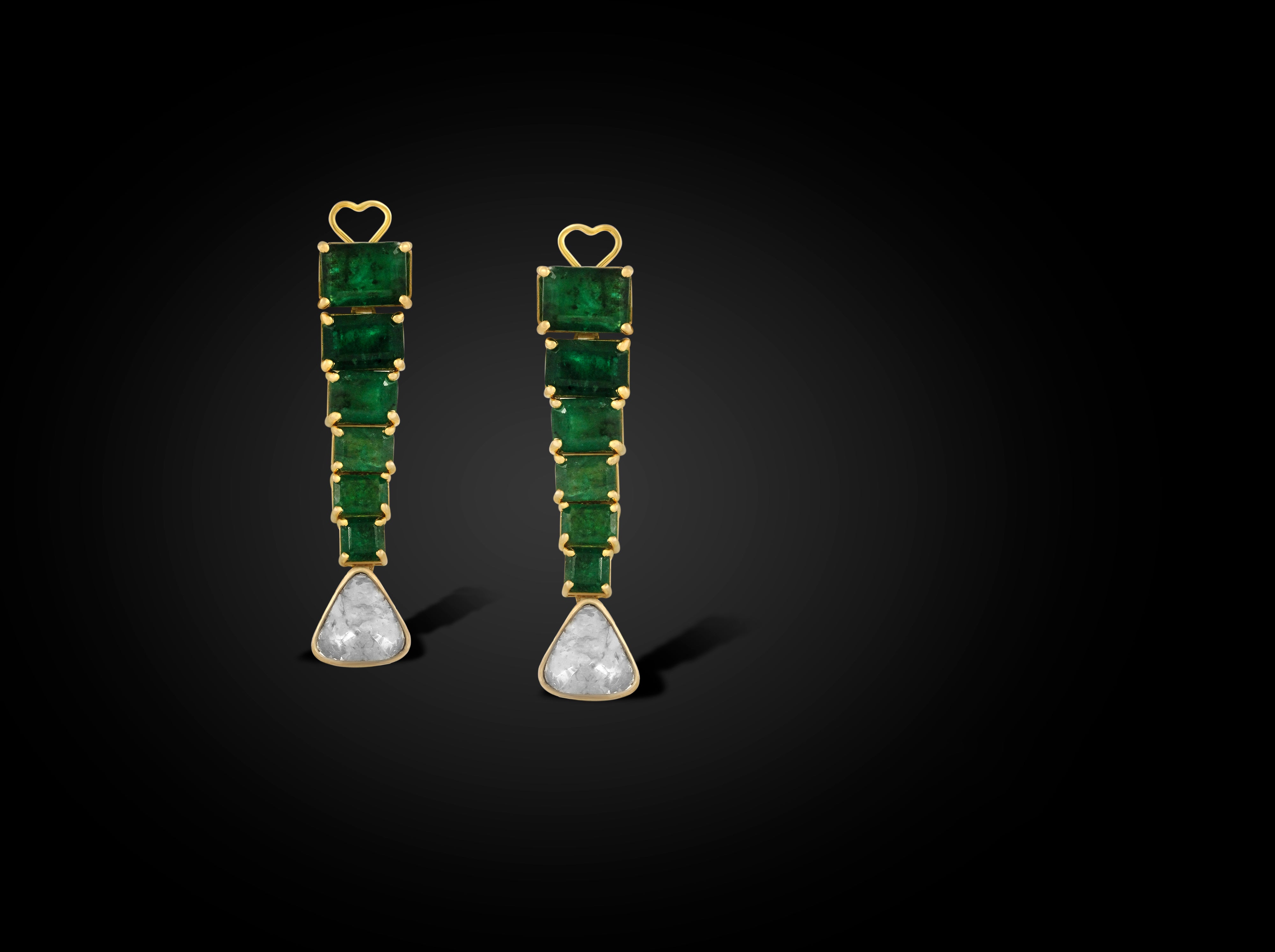 Emerald Cascade Heart Earrings