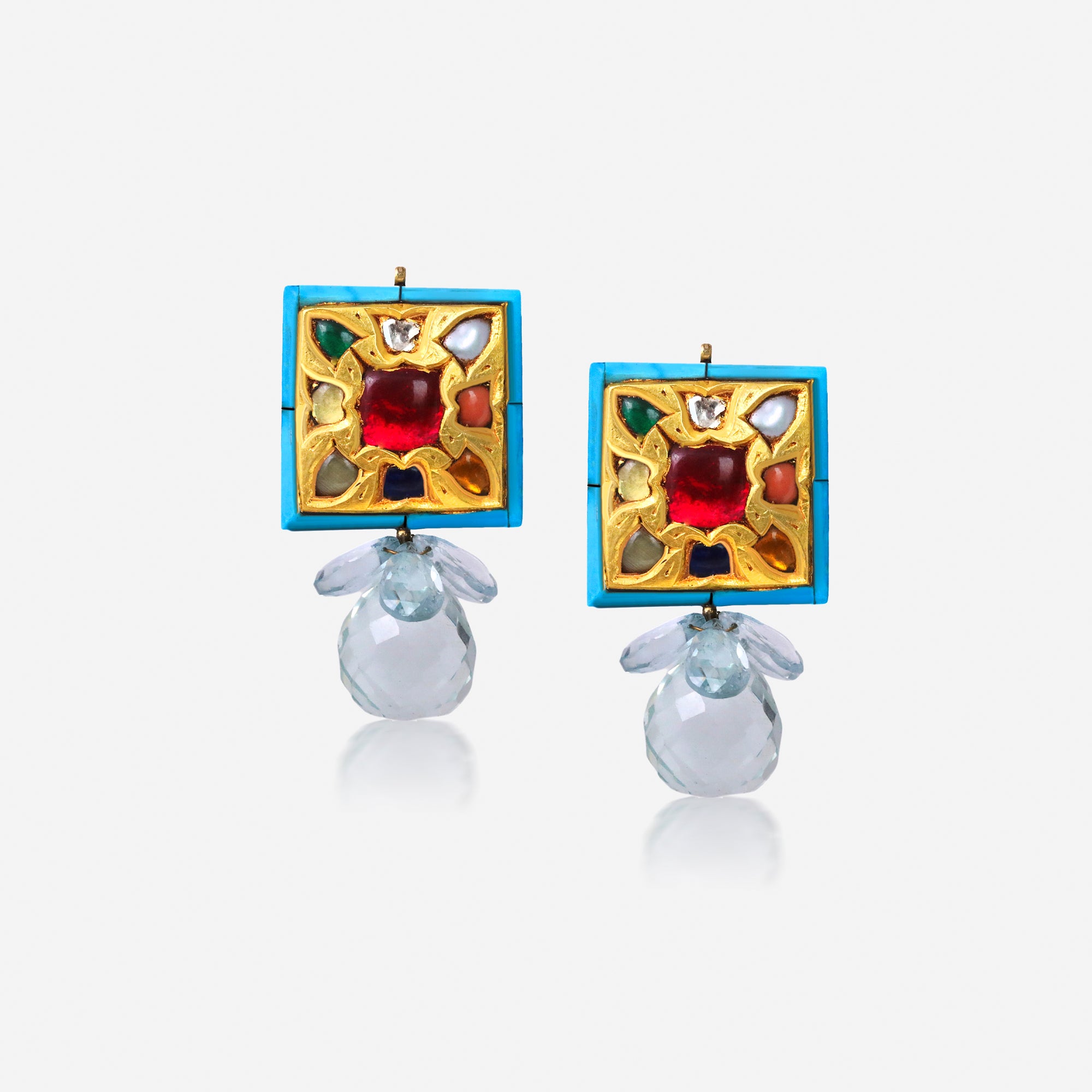 Turquoise Navratna Radiance Earrings