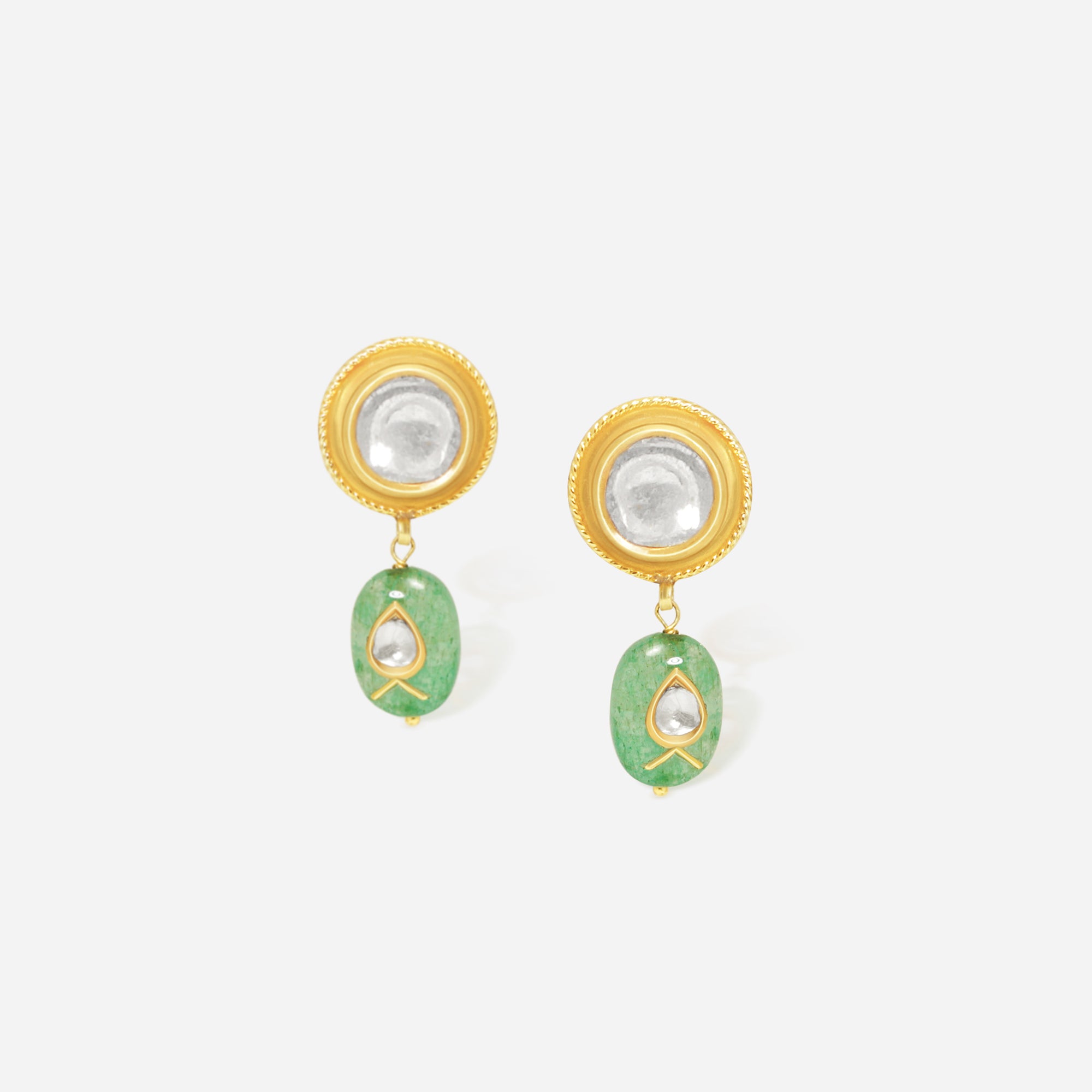 Emerald Raindrop Polki Earrings