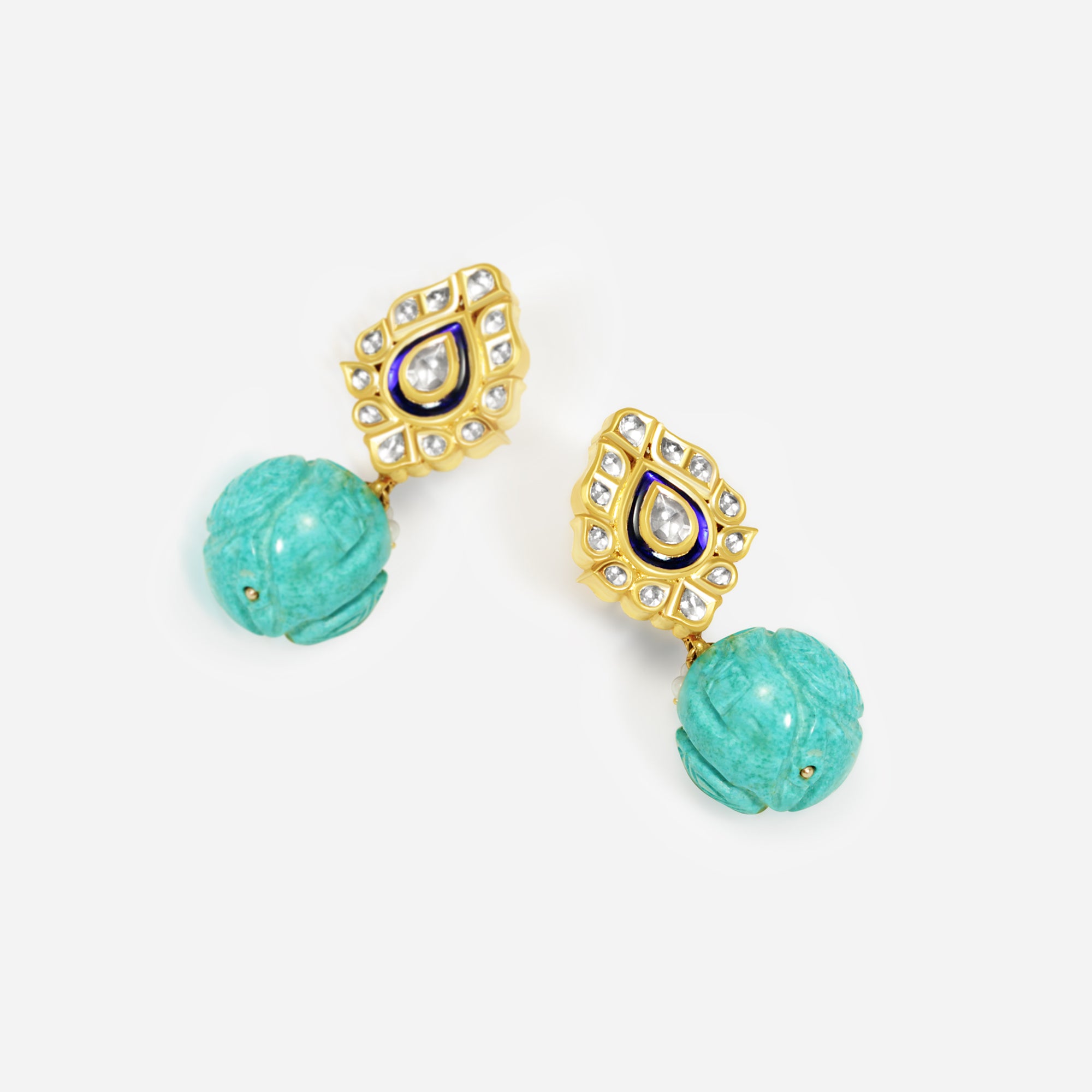 Azure Bloom Kundan Drop Earrings