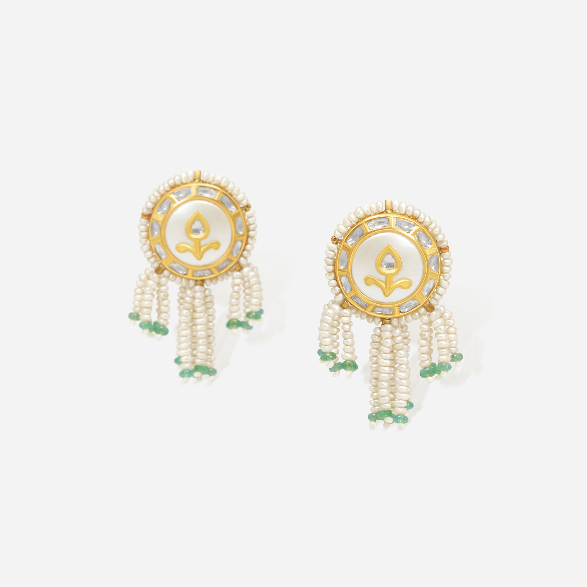 Pearl Cascade Meenakari Stud Earrings
