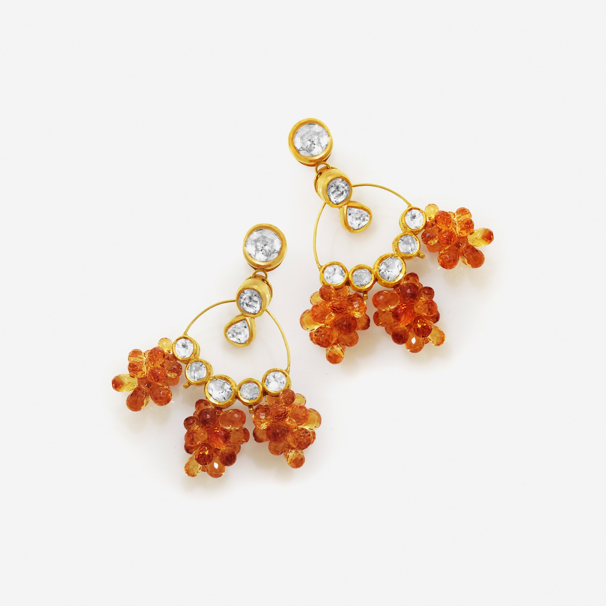 Amber Bloom Polki Chandbali Earrings