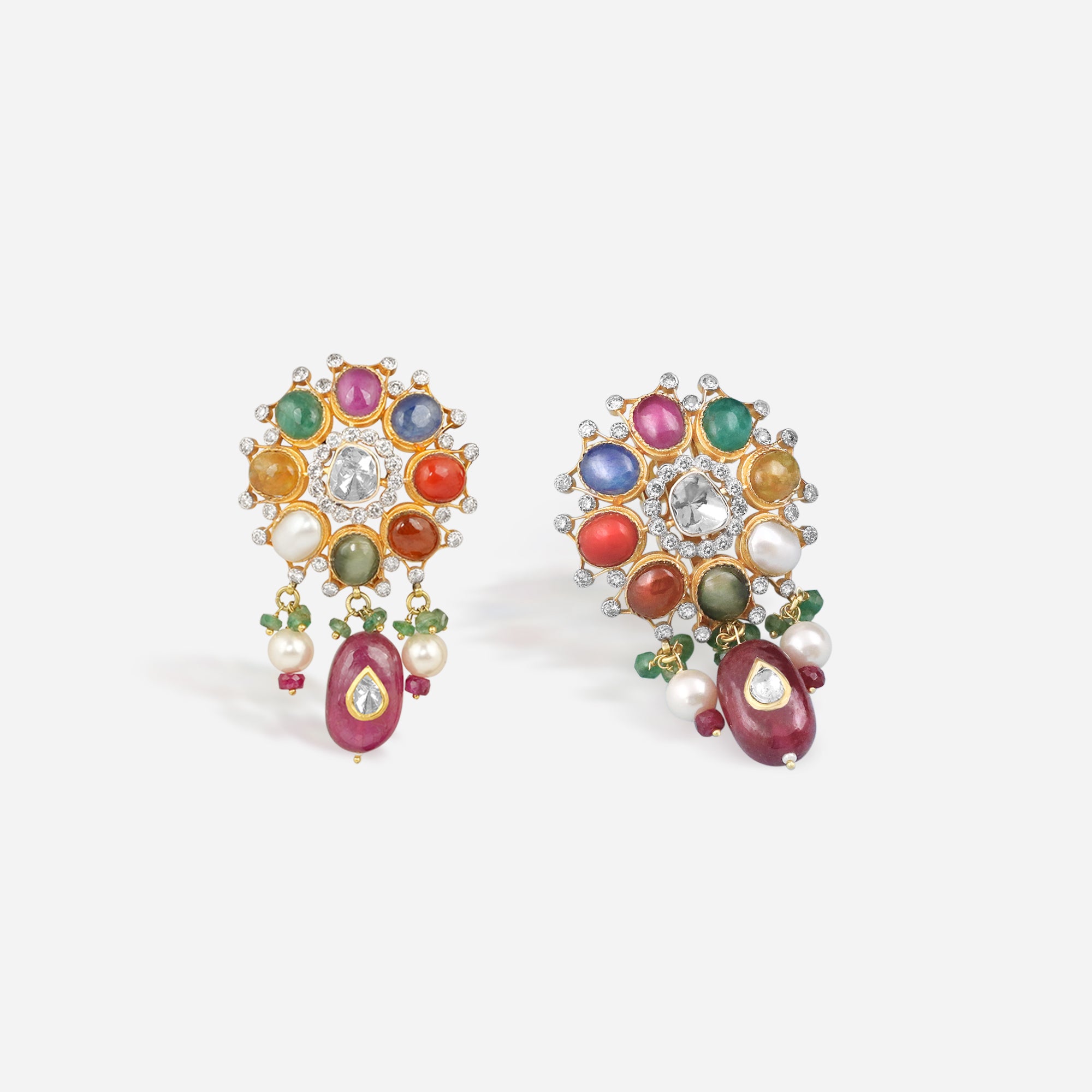 Navratna Drop Chand Studs