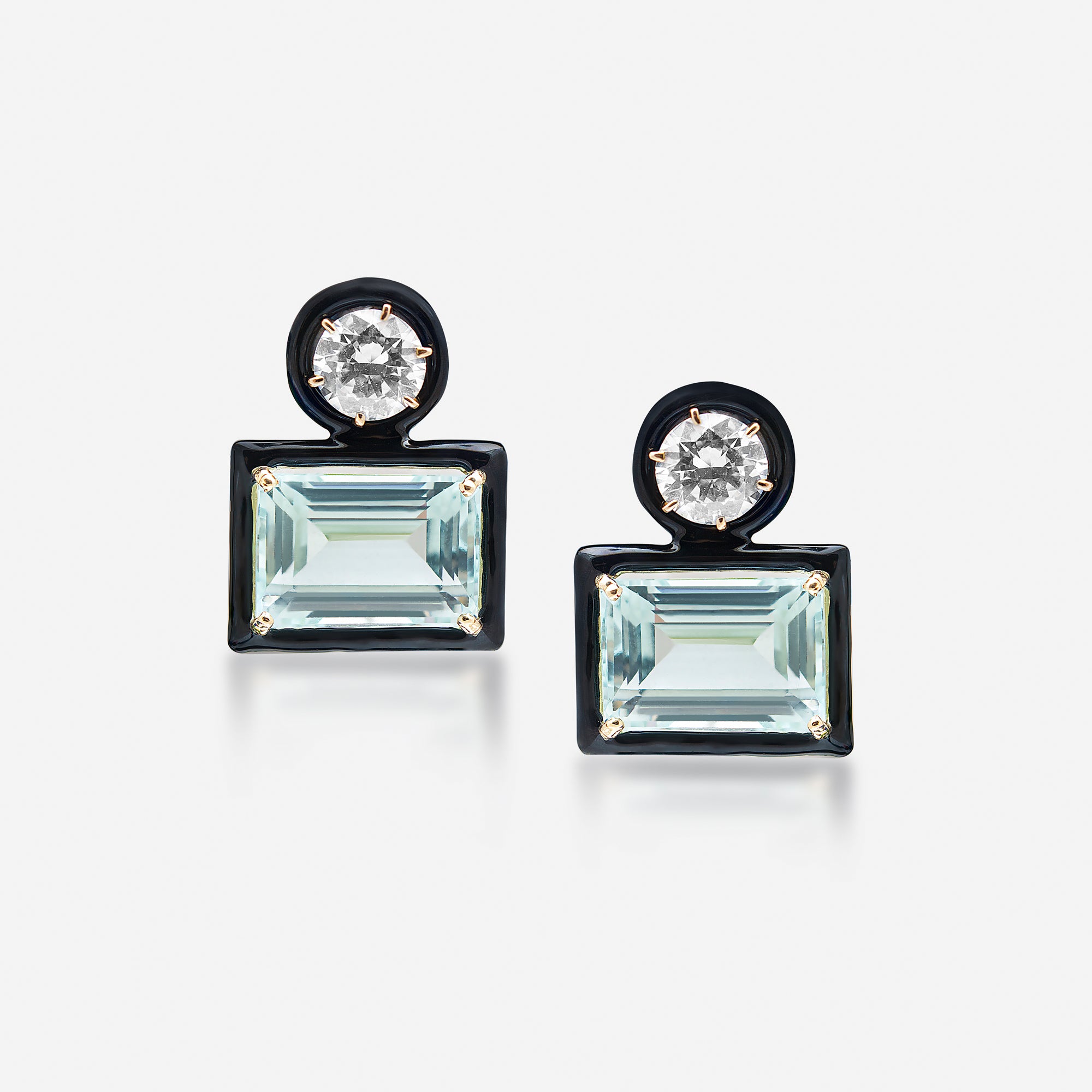 Aquamarine & Diamond Stud Earrings