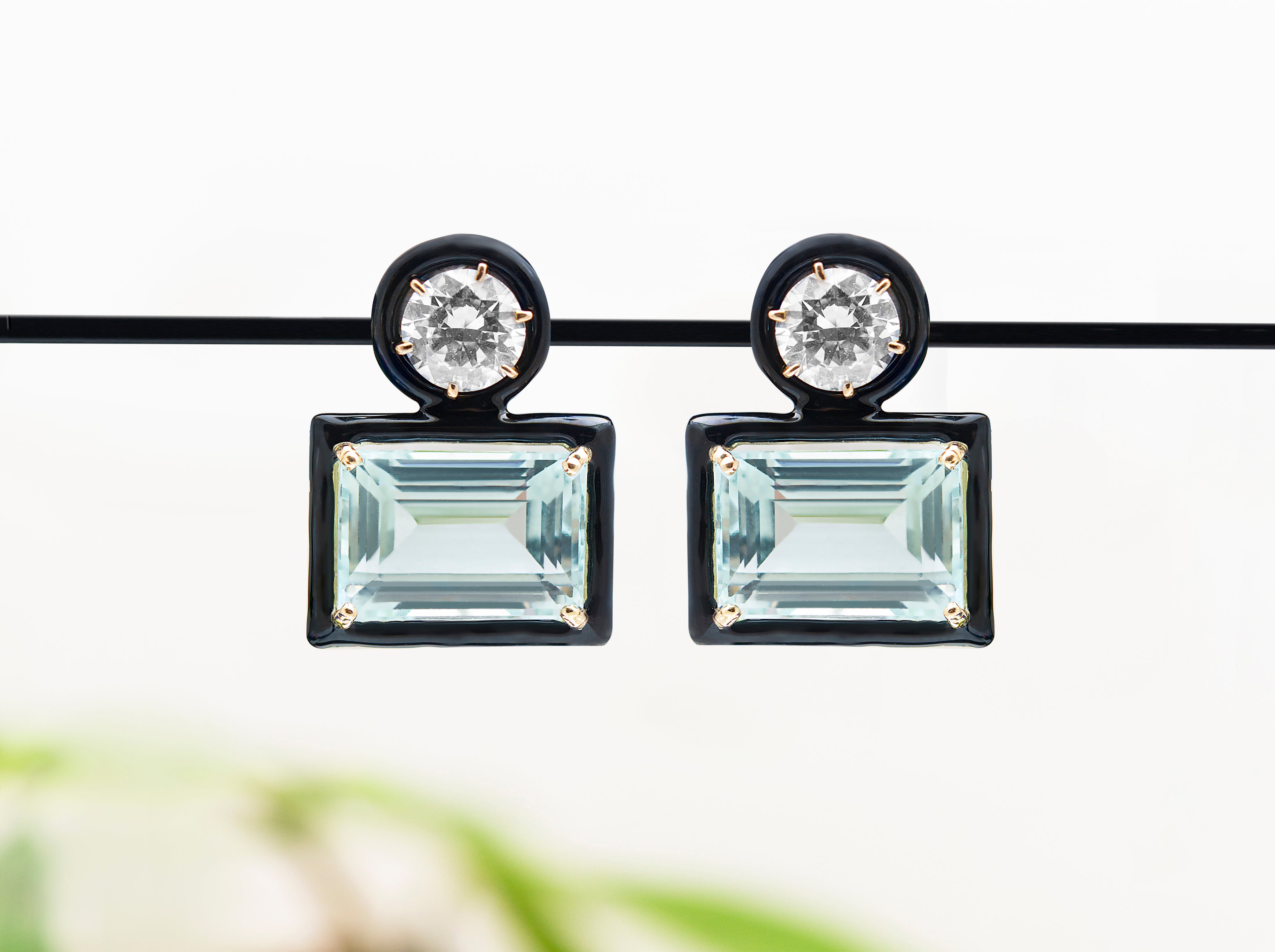 Aquamarine & Diamond Stud Earrings