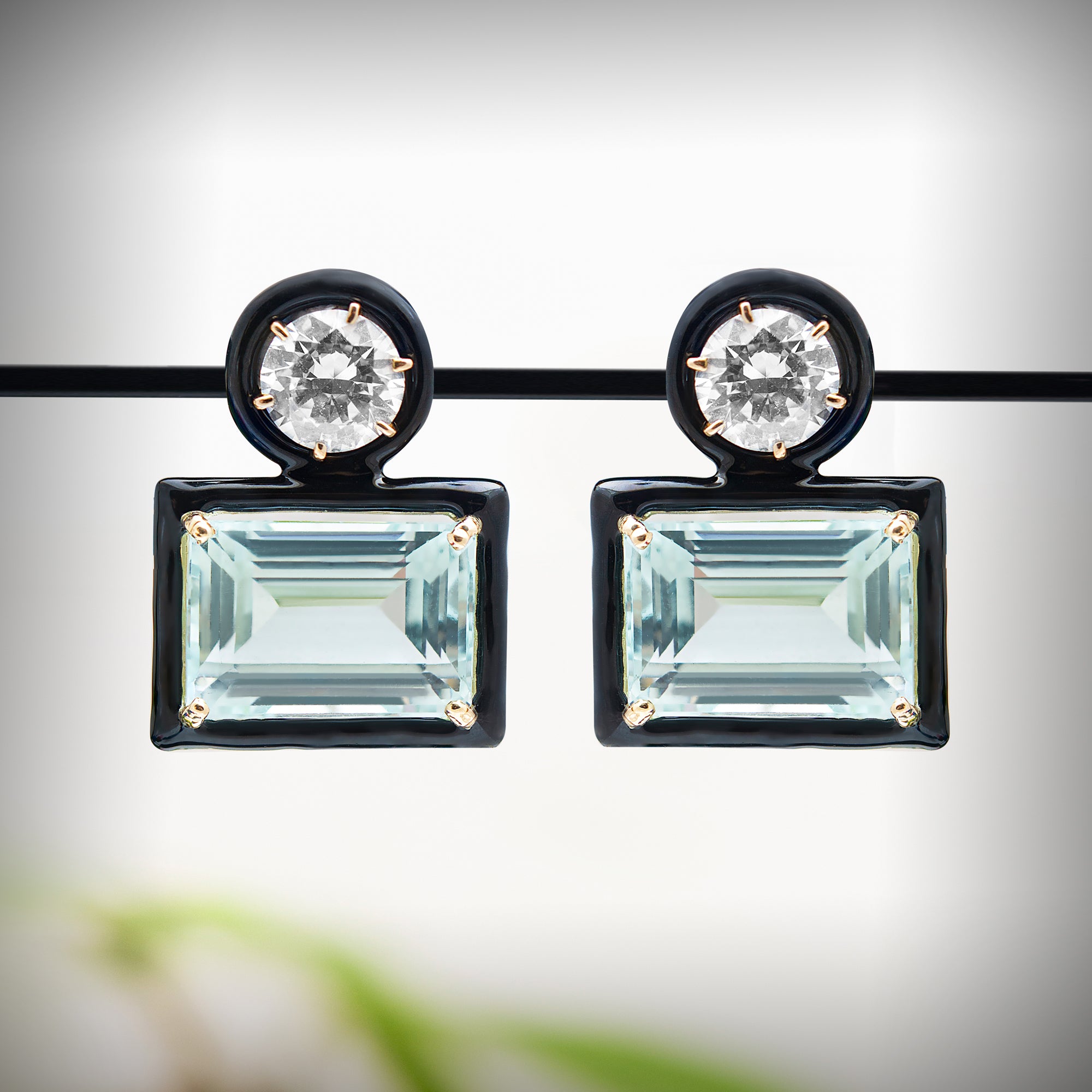 Aquamarine & Diamond Stud Earrings
