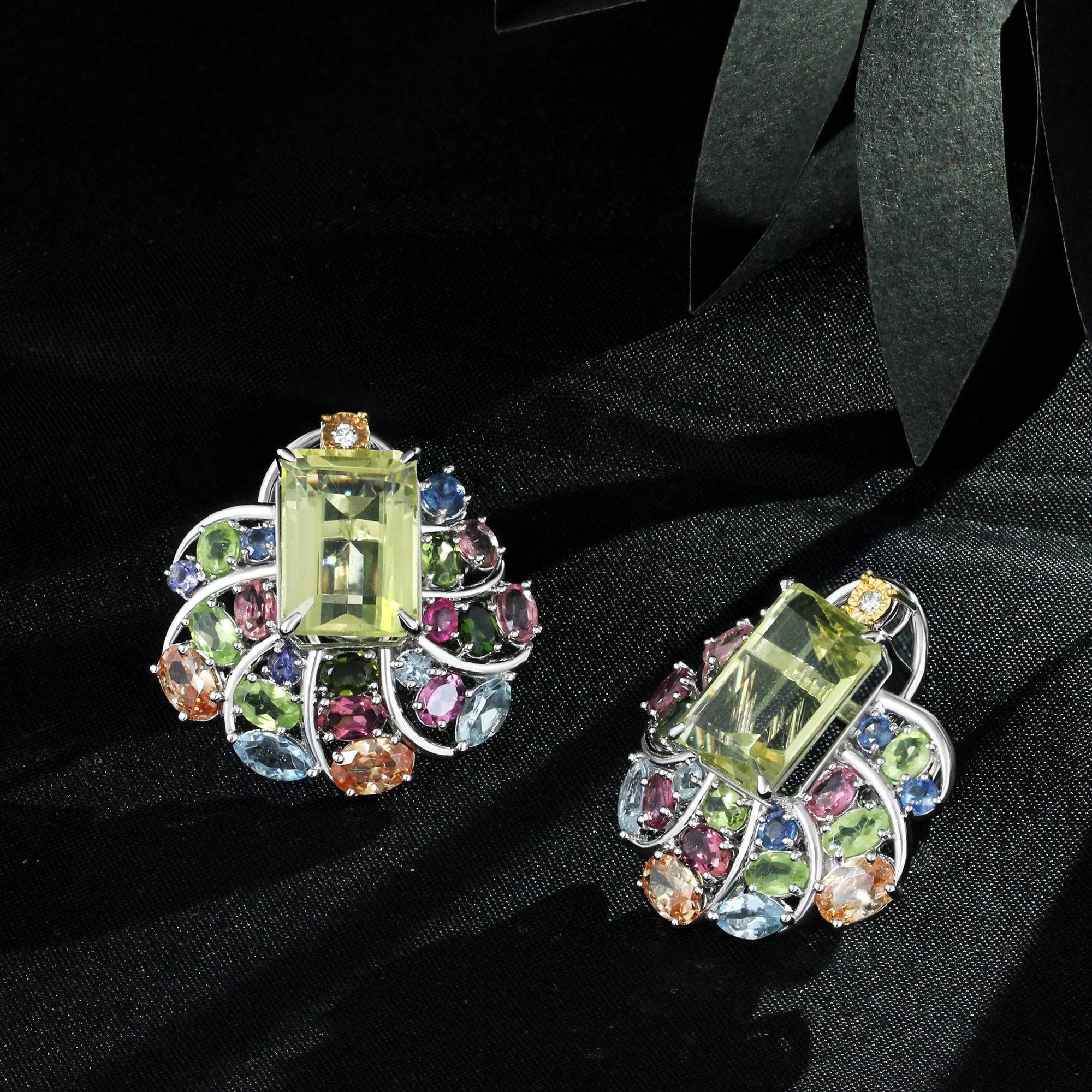 Vibrant Multicolor Gemstone Swirl Earrings