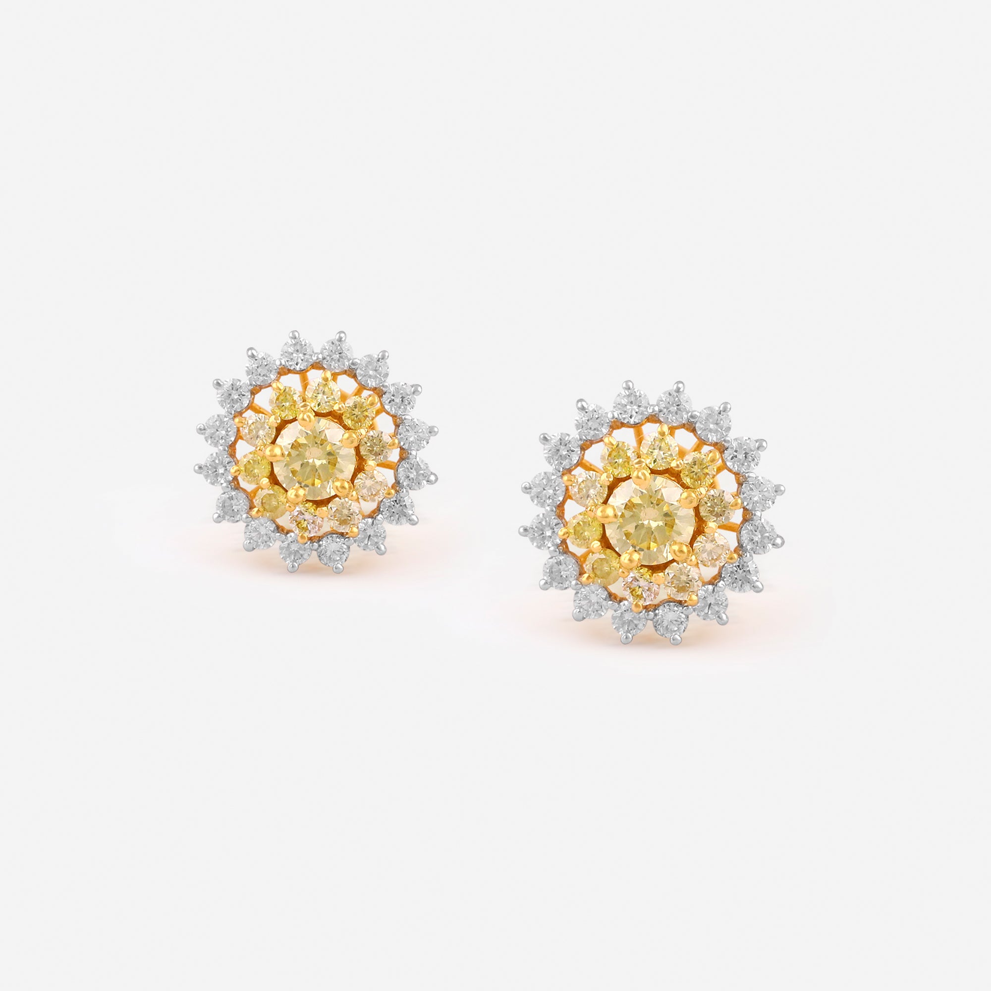 Yellow Diamond Sunburst Studs