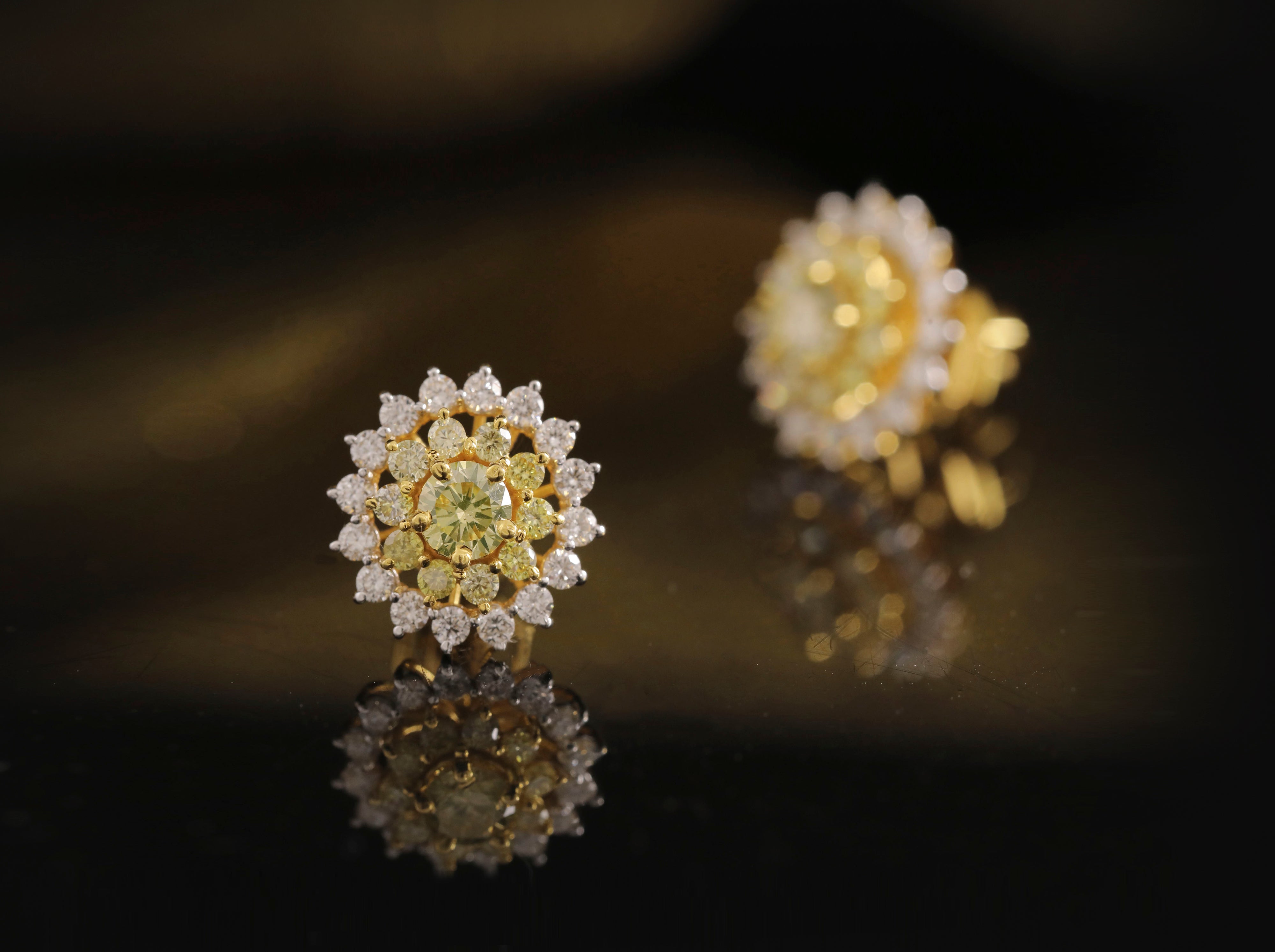 Yellow Diamond Sunburst Studs