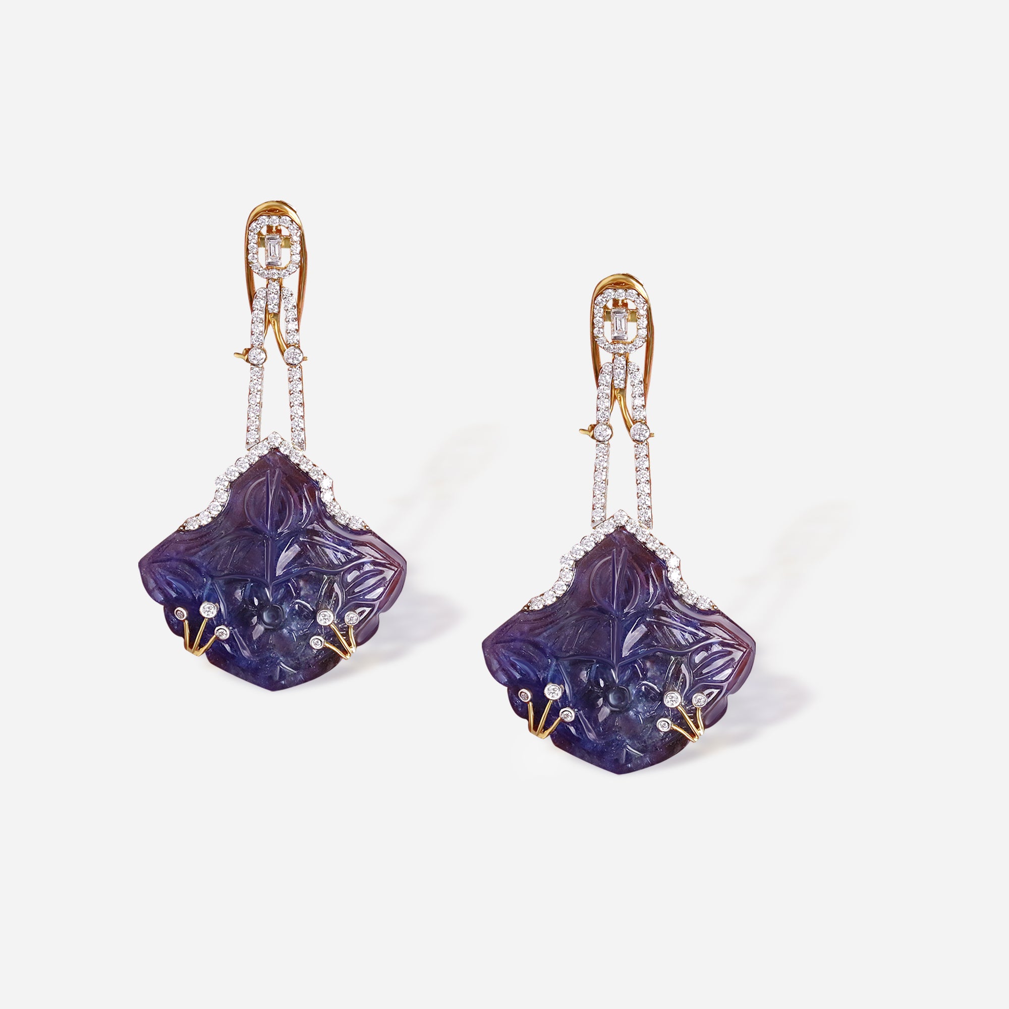 Midnight Carved Blossom Drop Earrings