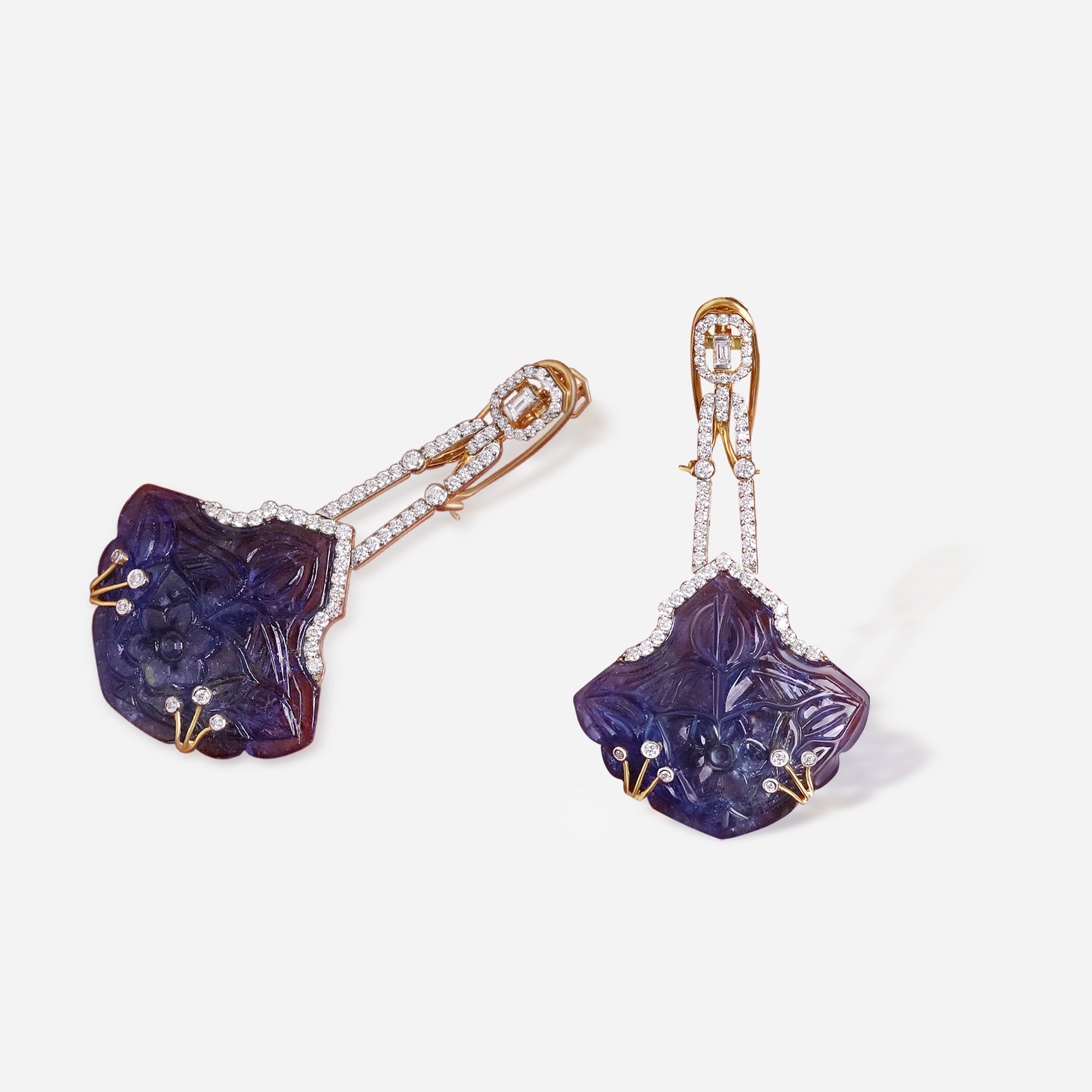 Midnight Carved Blossom Drop Earrings