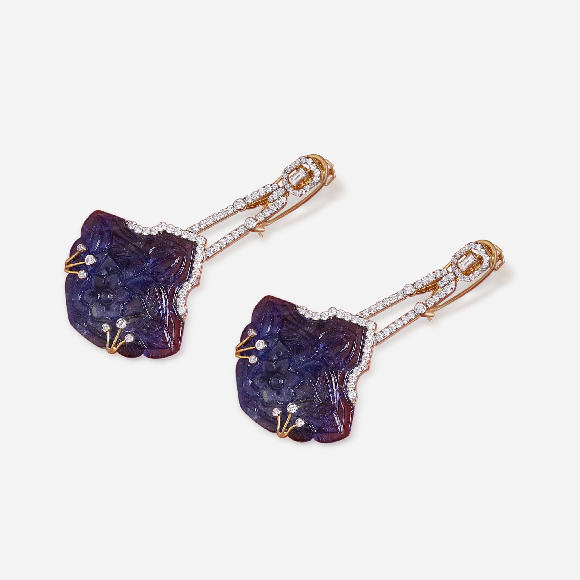 Midnight Carved Blossom Drop Earrings