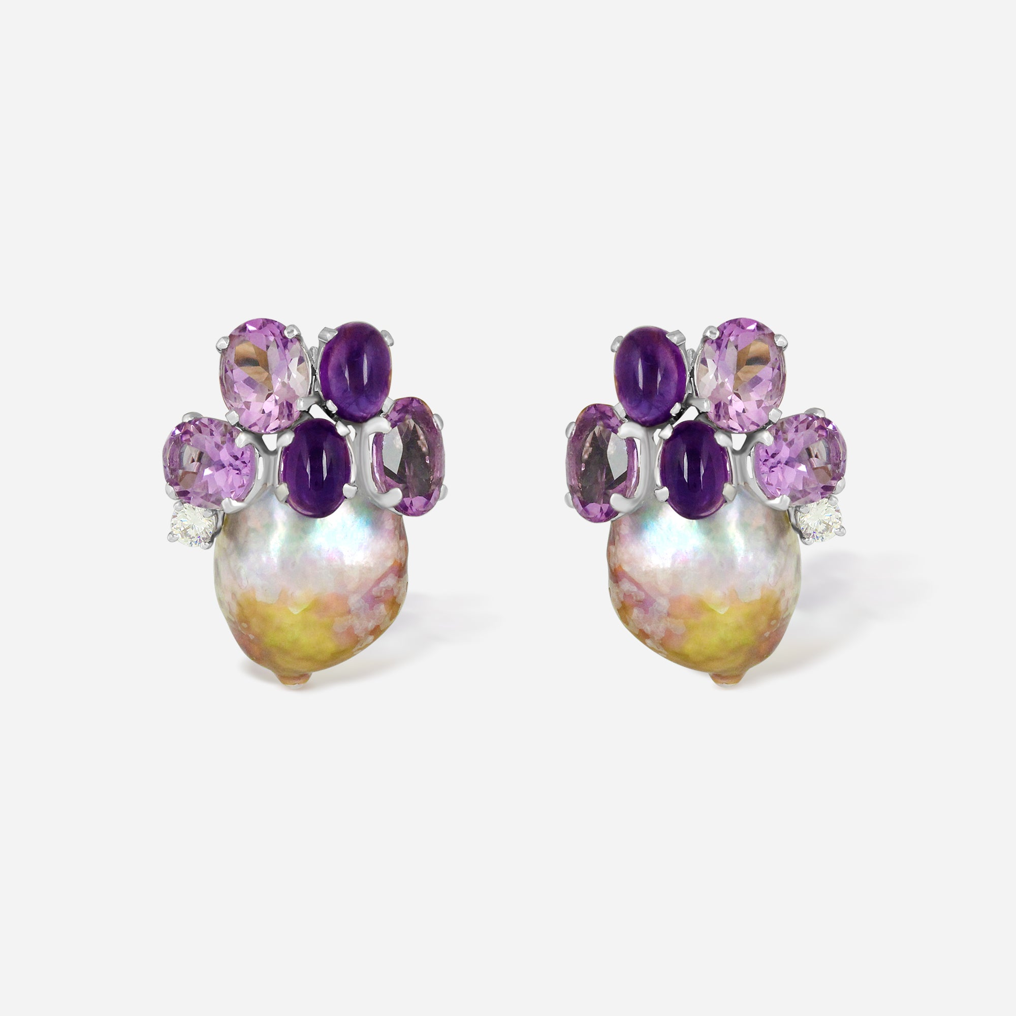 Lavender Bloom Baroque Pearl Earrings