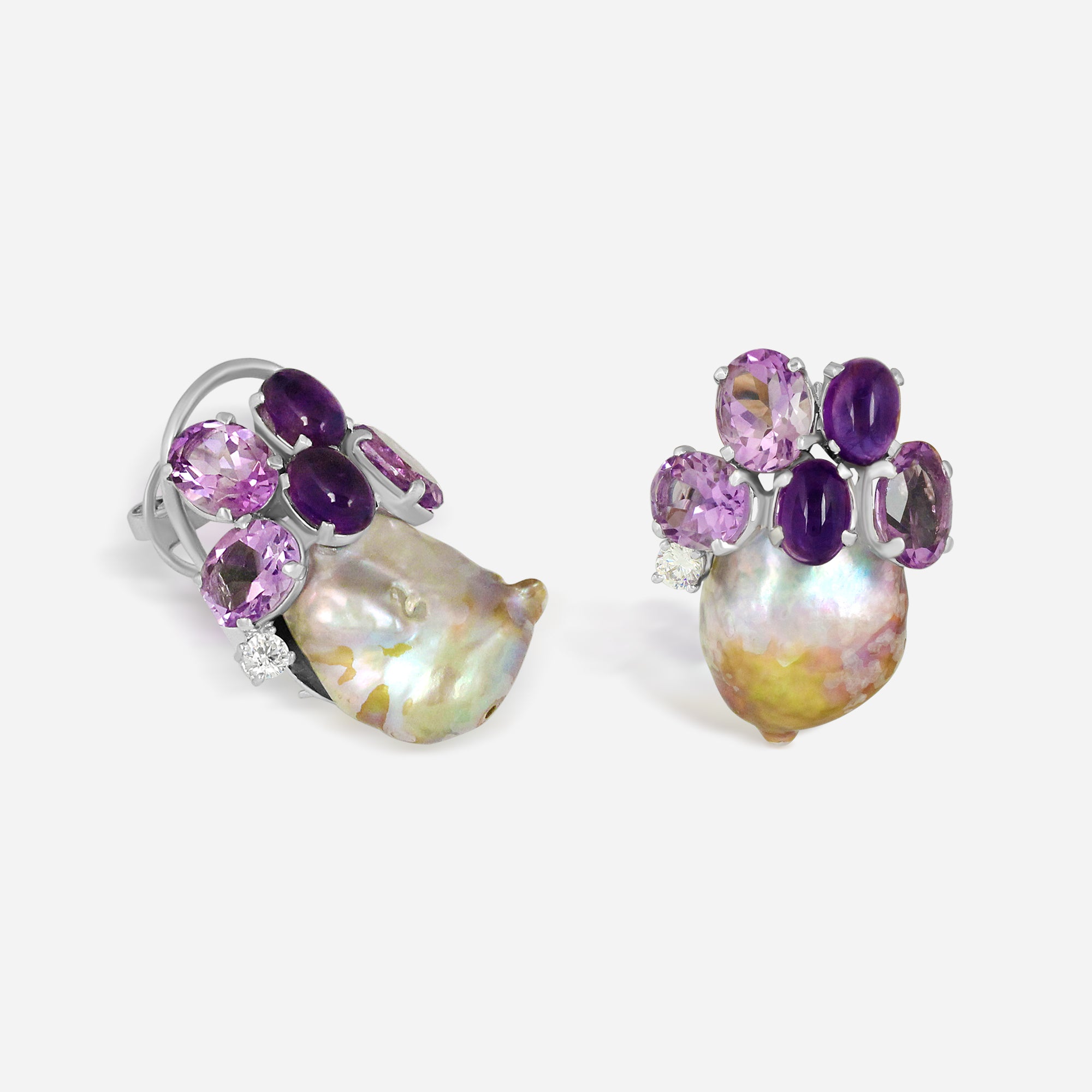 Lavender Bloom Baroque Pearl Earrings