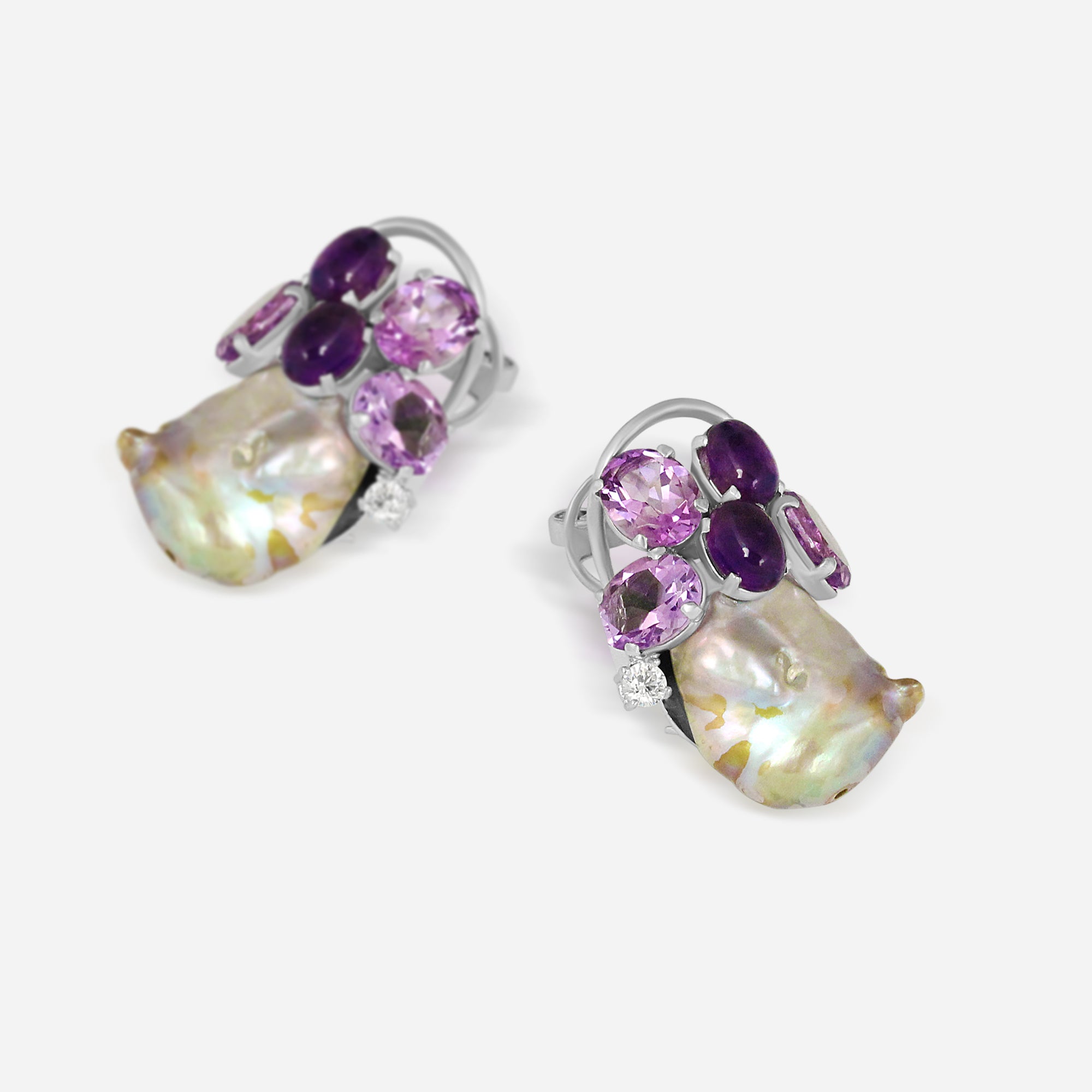 Lavender Bloom Baroque Pearl Earrings