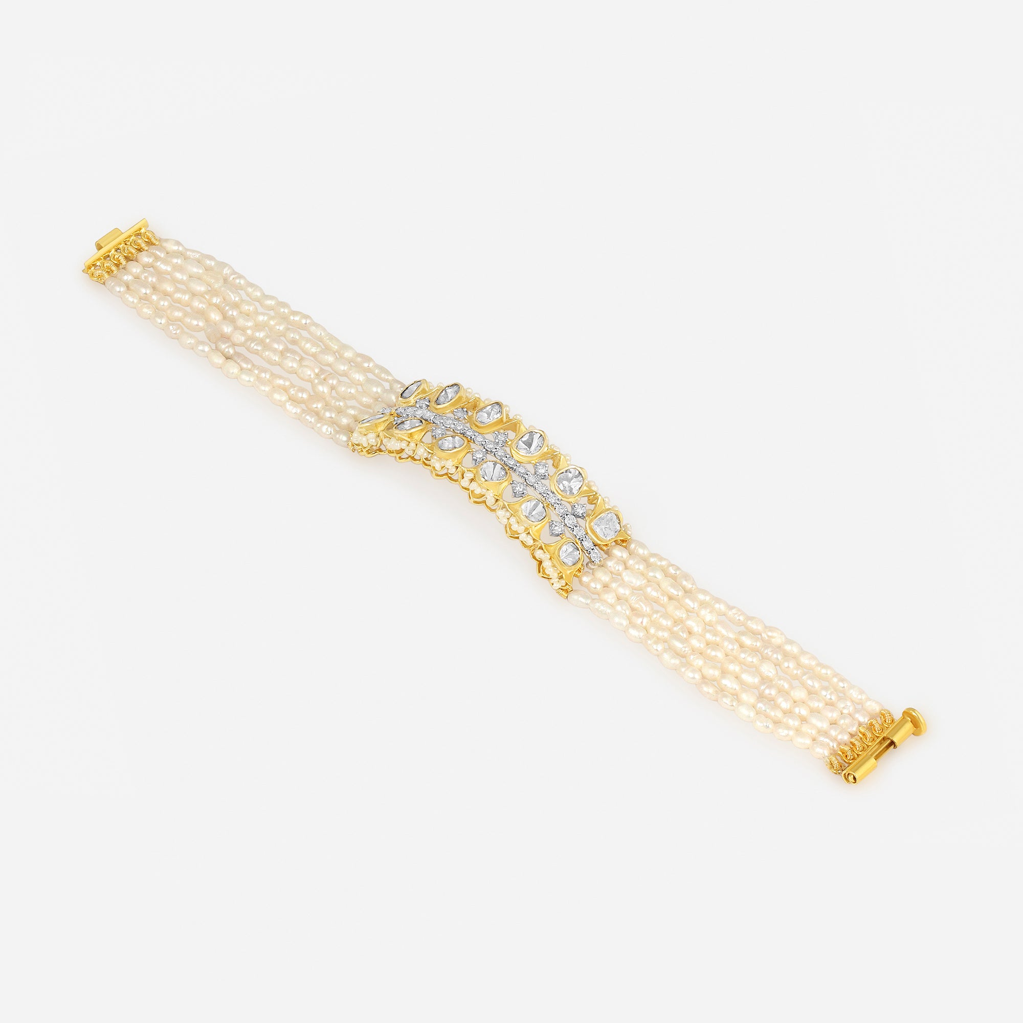 Pearl Elegance Kundan Bracelet