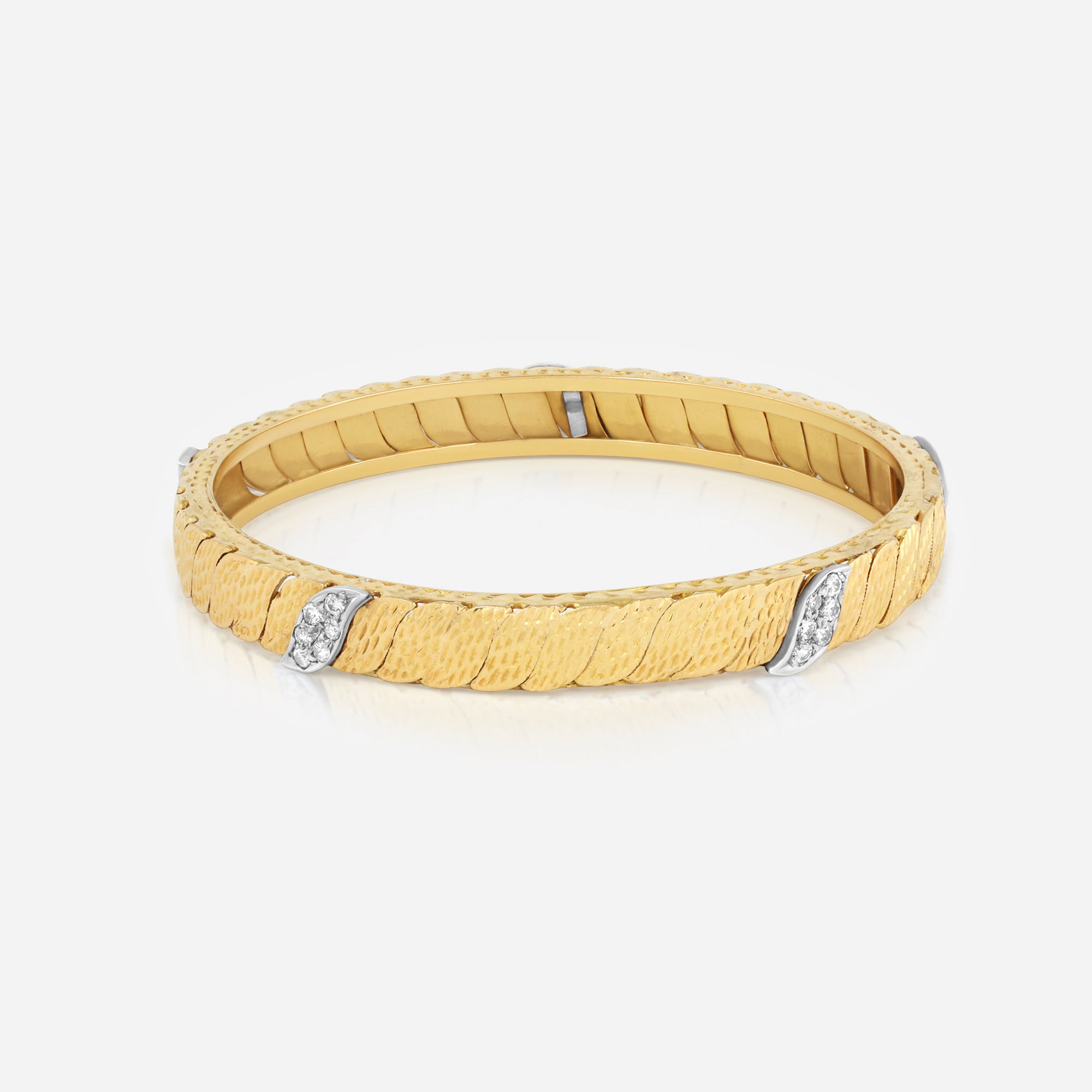 Golden Feather Diamond Bangle