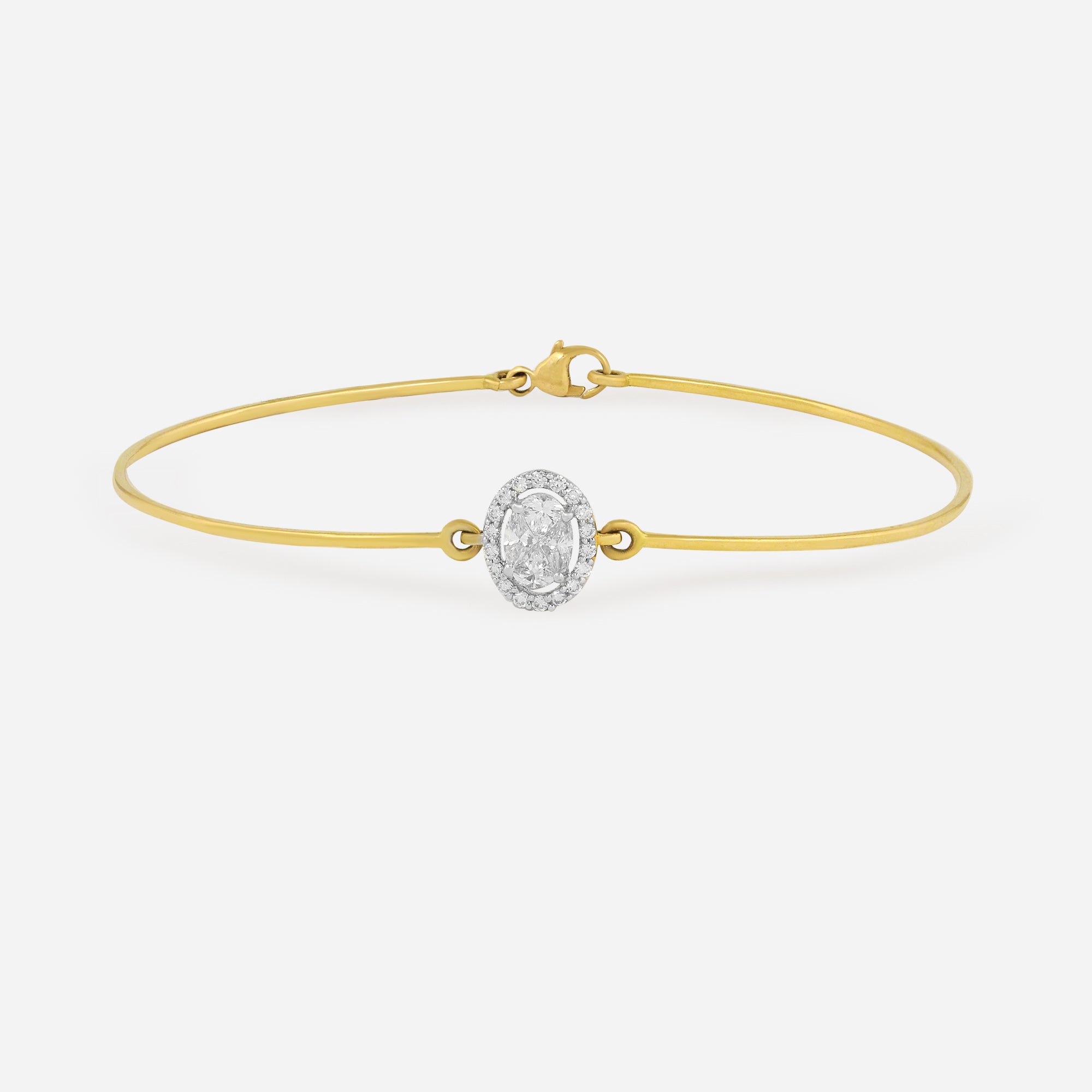 Elegant Oval Diamond Accent Gold Bangle