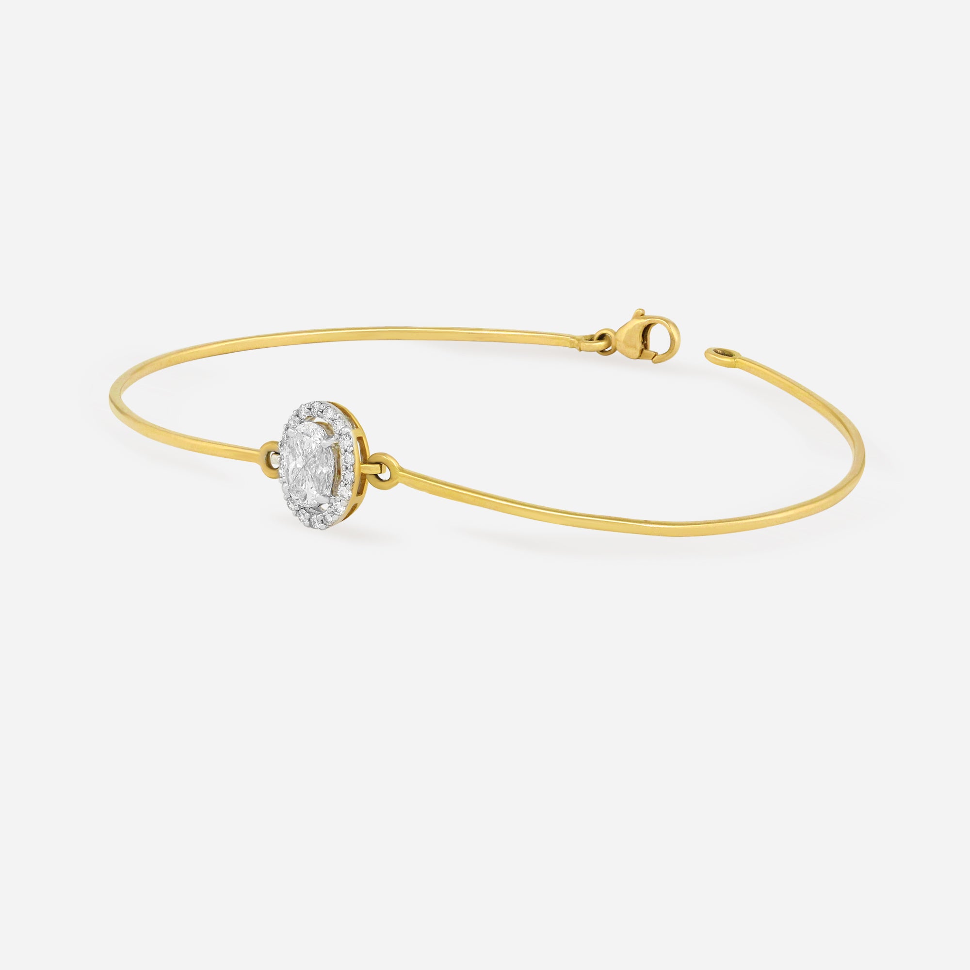 Elegant Oval Diamond Accent Gold Bangle