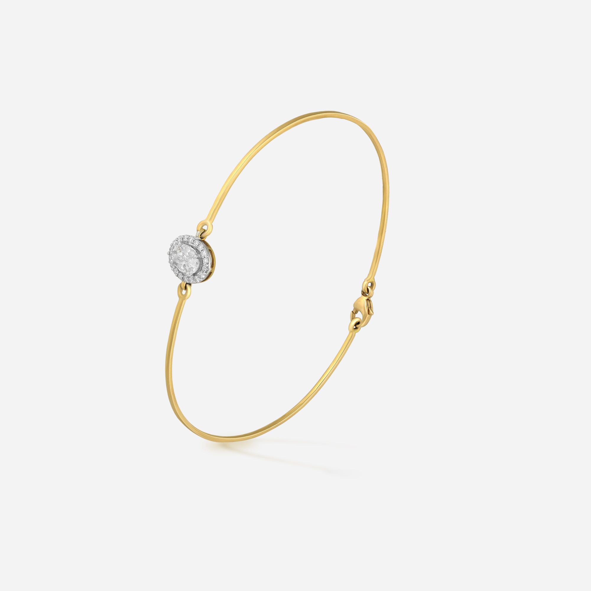 Elegant Oval Diamond Accent Gold Bangle