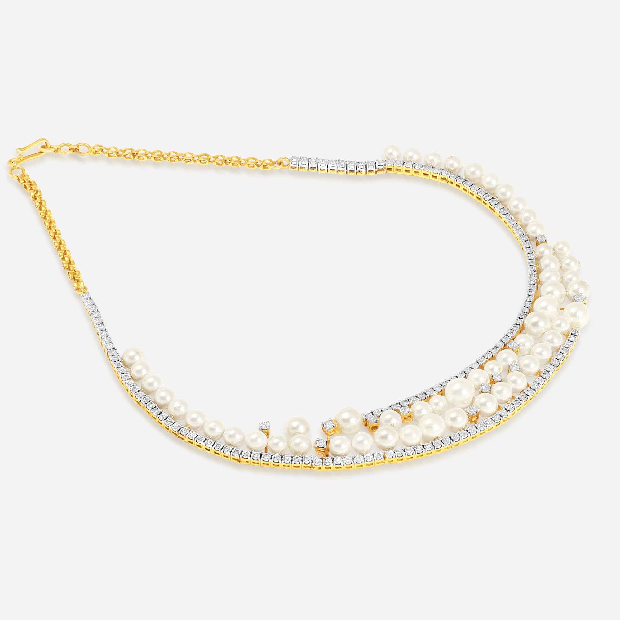 NahYati Floating Pearl & Diamond Line Necklace