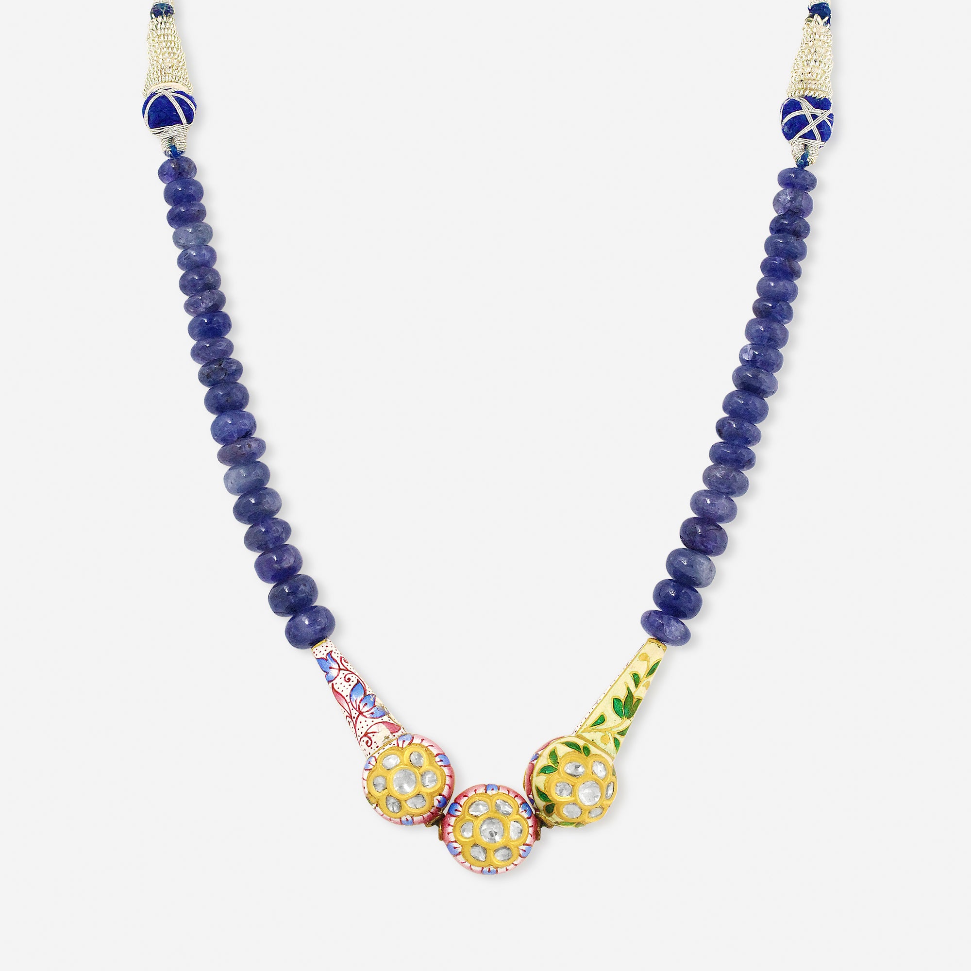 Gulistan Enamel & Polki Tanzanite Necklace