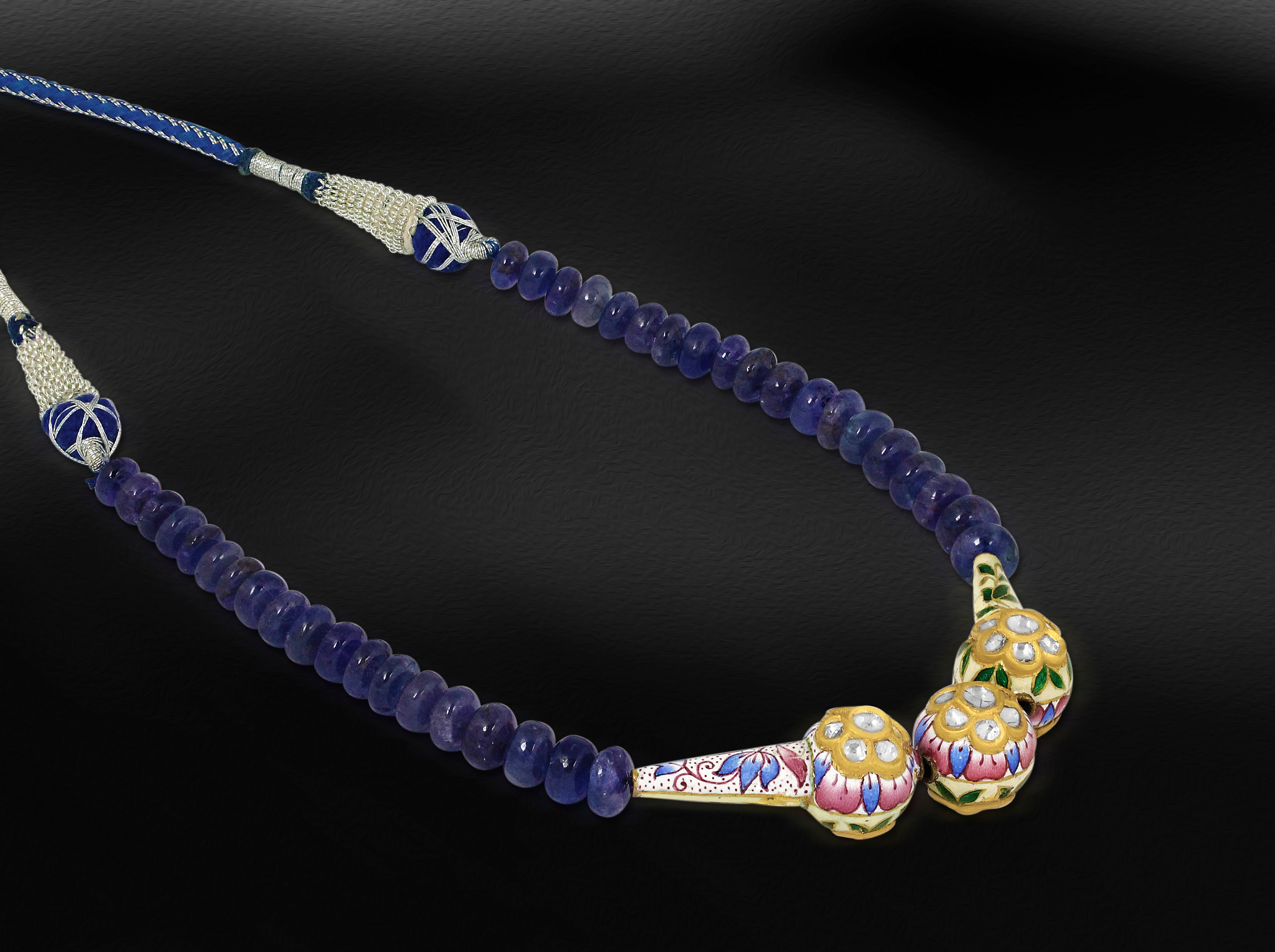 Gulistan Enamel & Polki Tanzanite Necklace