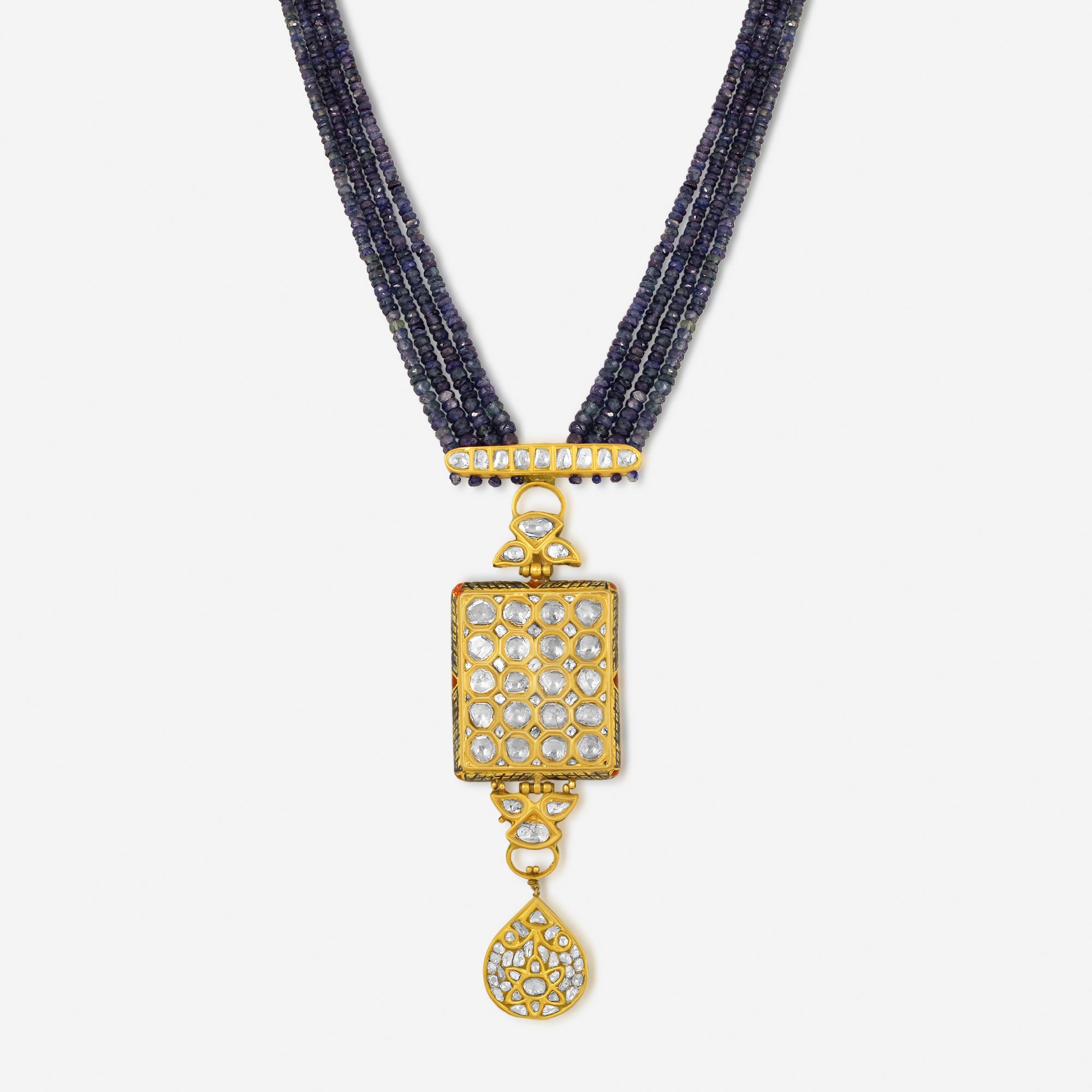 Noor-e-Zewar Polki Sapphire Necklace