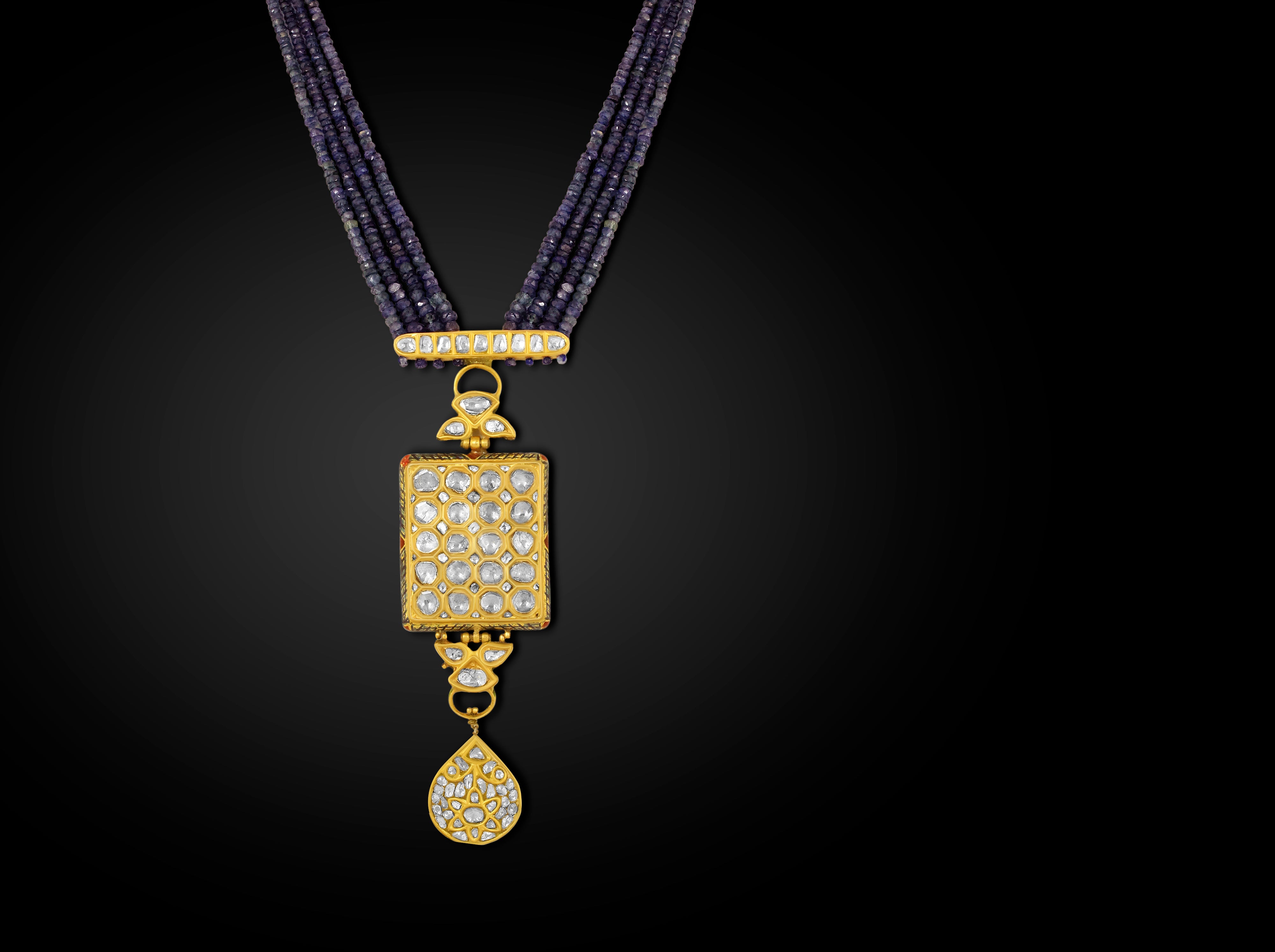 Noor-e-Zewar Polki Sapphire Necklace