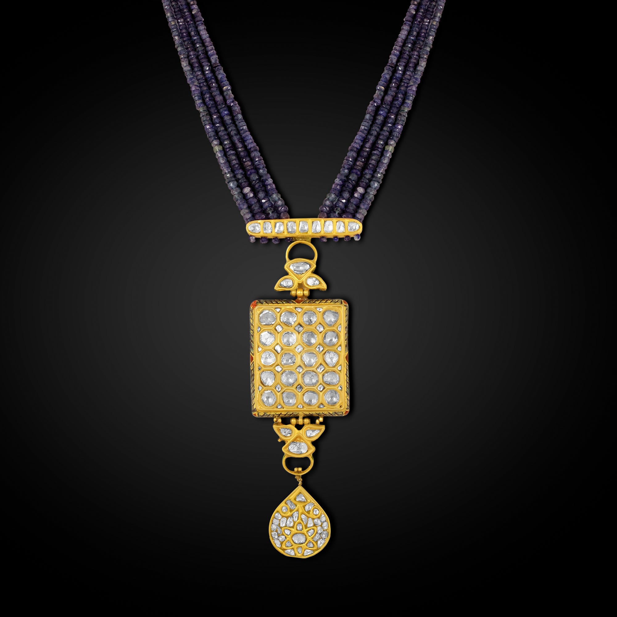 Noor-e-Zewar Polki Sapphire Necklace