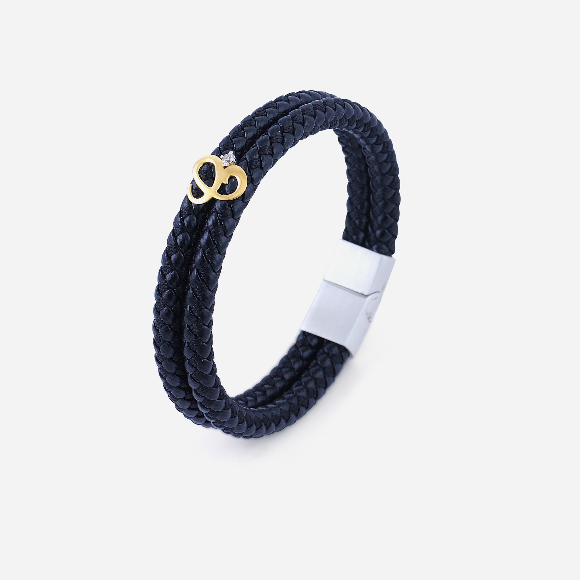 Black Belt Initial Bracelet