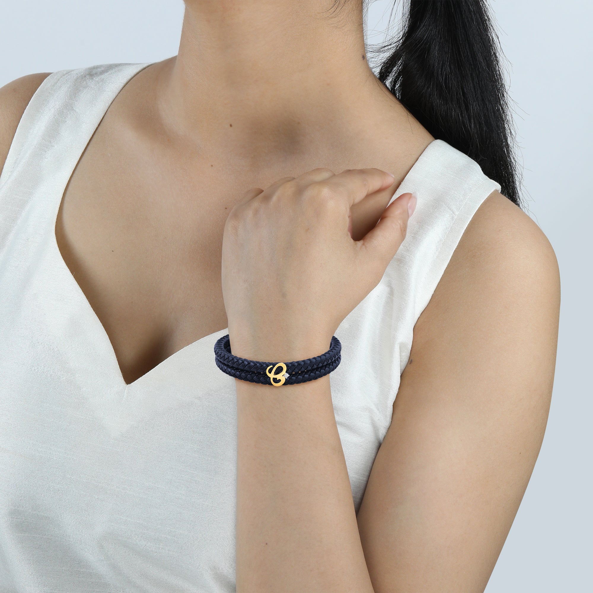 Black Belt Initial Bracelet