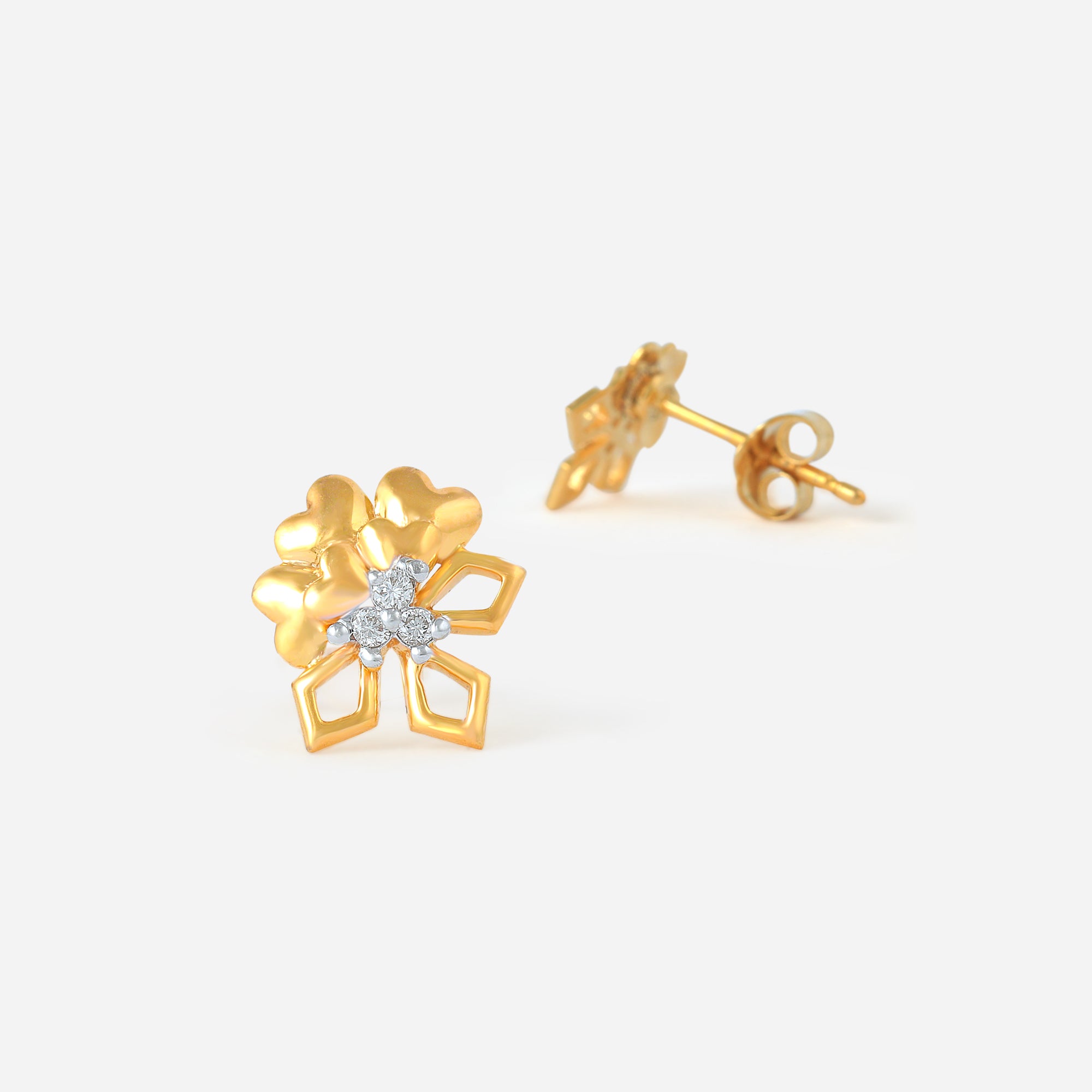 Geometric Flower Diamond Studs