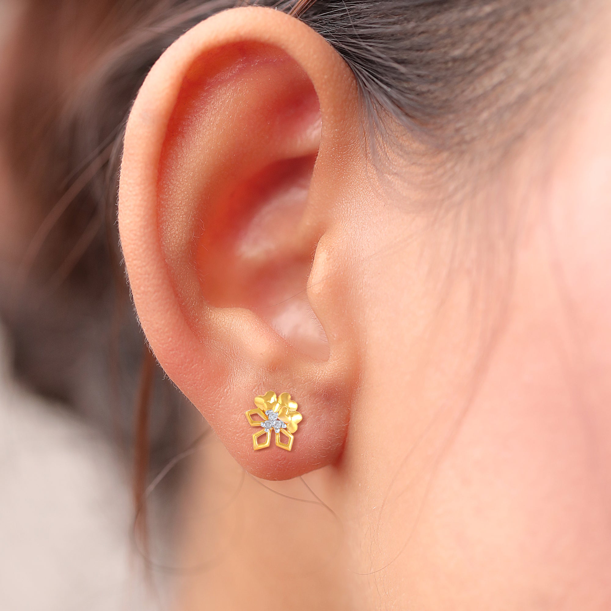 Geometric Flower Diamond Studs