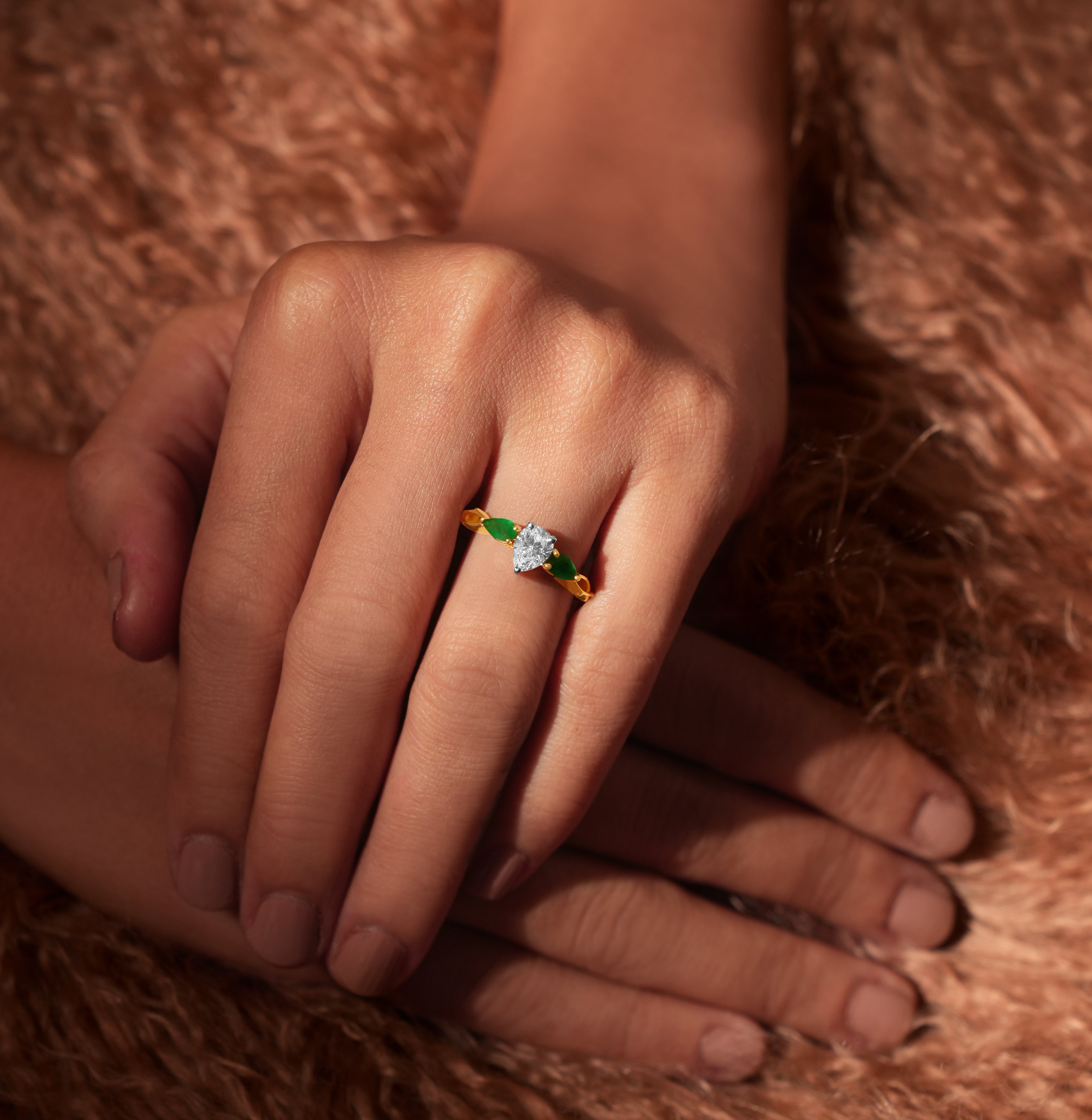 Triveni Emerald & Diamond Gold Ring