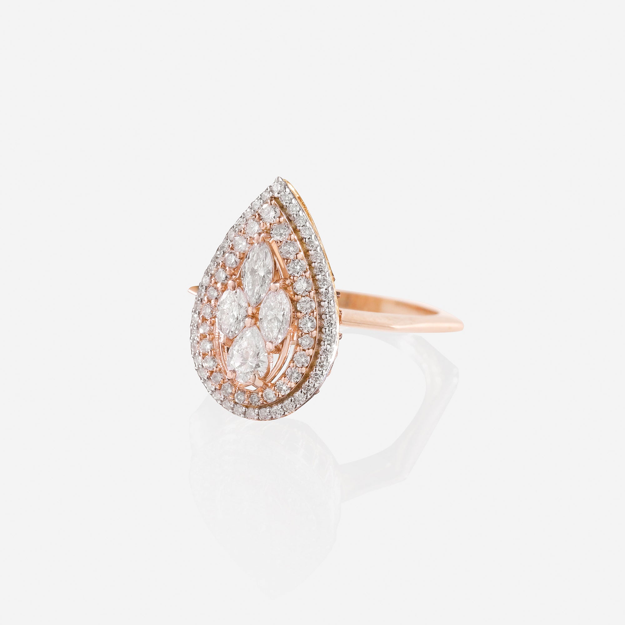 NaïyaDi Teardrop Rose Gold Diamond Ring